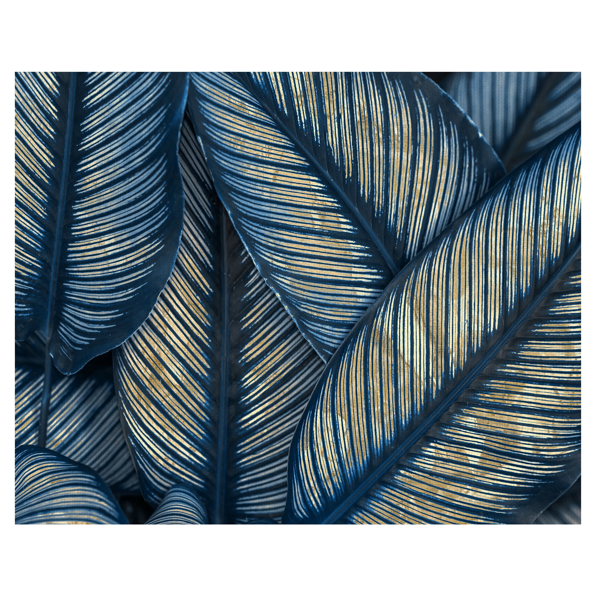 Masterpiece Art Gallery Indigo & Gold Tropical Leaves by Belle Maison Canvas Art Print 22" x 28"