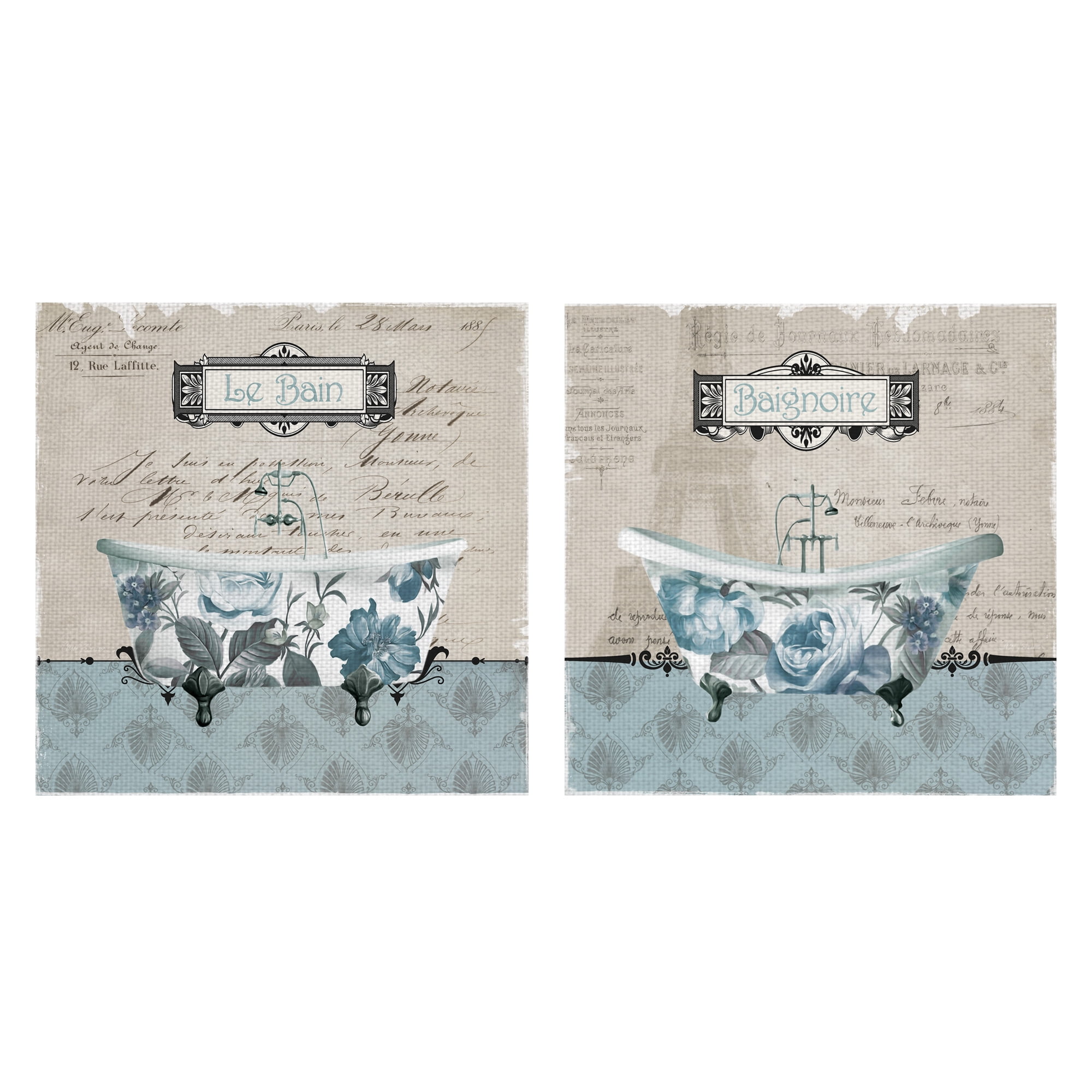 Masterpiece Art Gallery Jardin Baignore Soft, Jardin Lebain Bathroom Decor Soft By Carol Robinson Canvas Art Print (16" x 16")