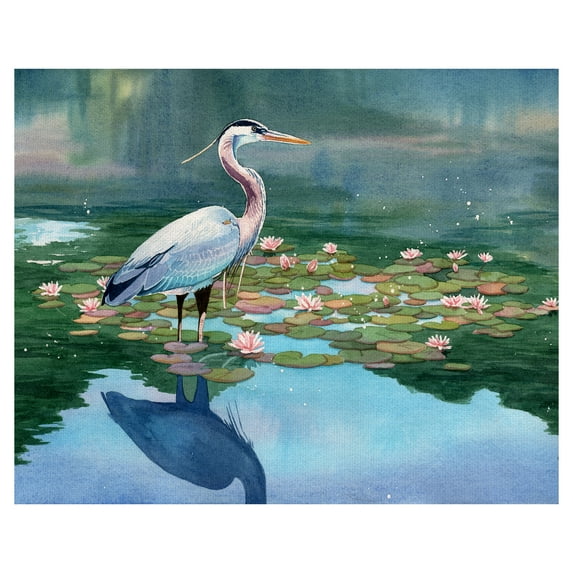 Masterpiece Art Gallery Lakeside Heron I by Lynnea Washburn Canvas Art Print 16" x 20"