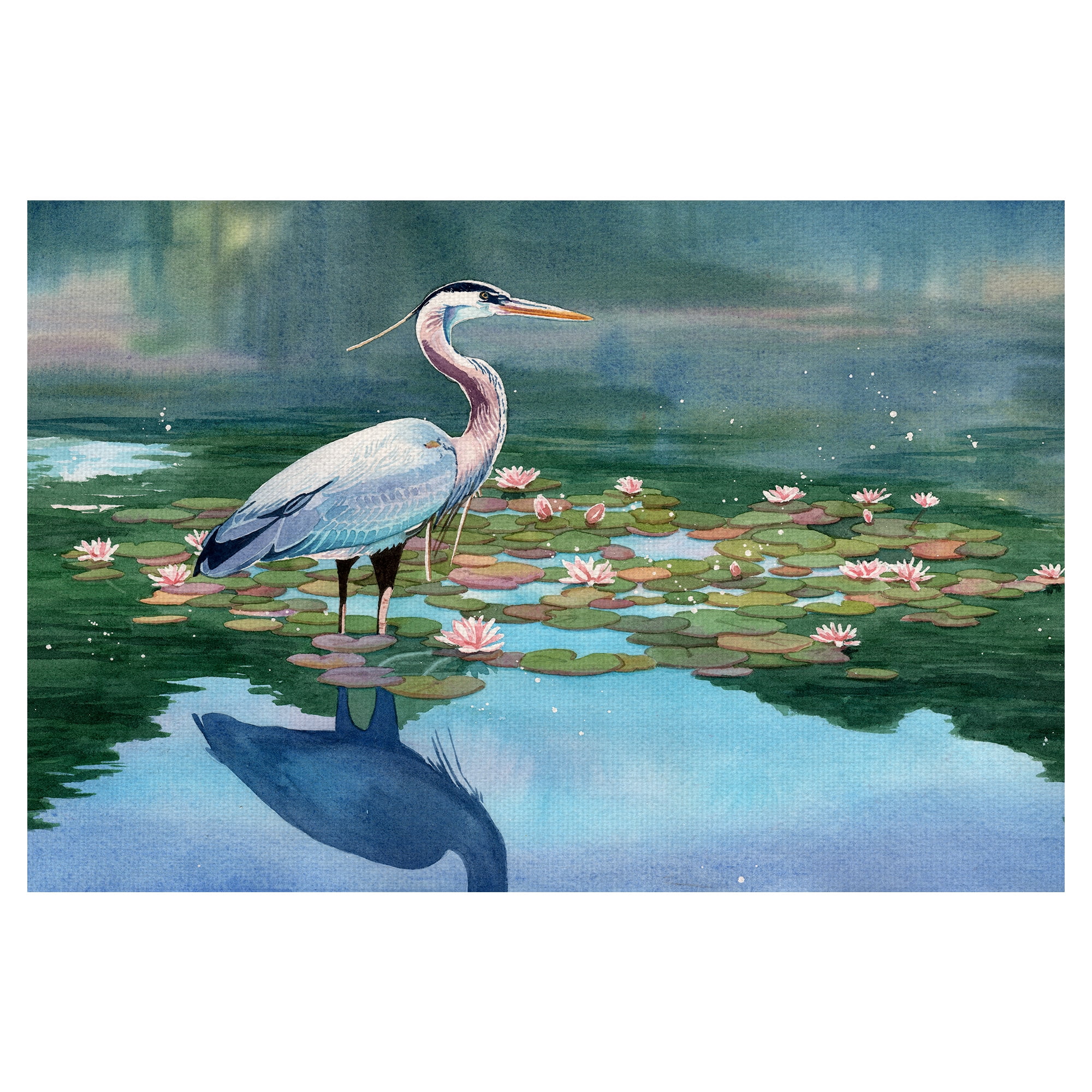 Masterpiece Art Gallery Lakeside Heron I by Lynnea Washburn Canvas Art Print 24" x 36"