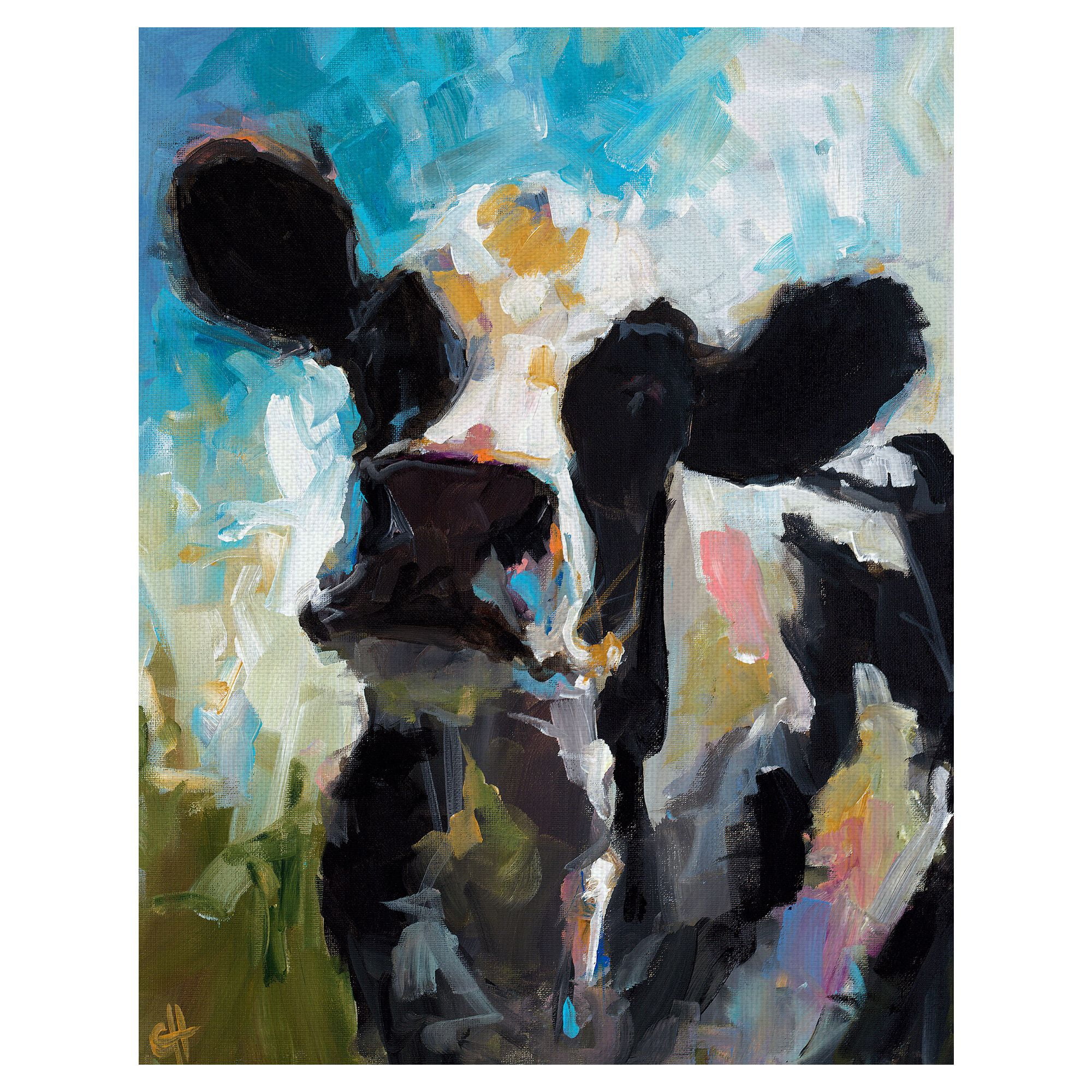 Masterpiece Art Gallery LuLu Belle Golden Cow By Carol Robinson Canvas Art Print 20" x 20"