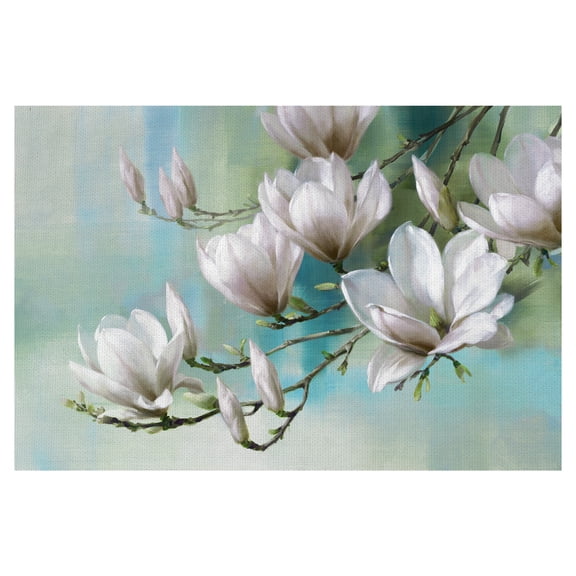 Masterpiece Art Gallery Magnolia Morning Teal By Roger Daniels Canvas Art Print 24" x 36"