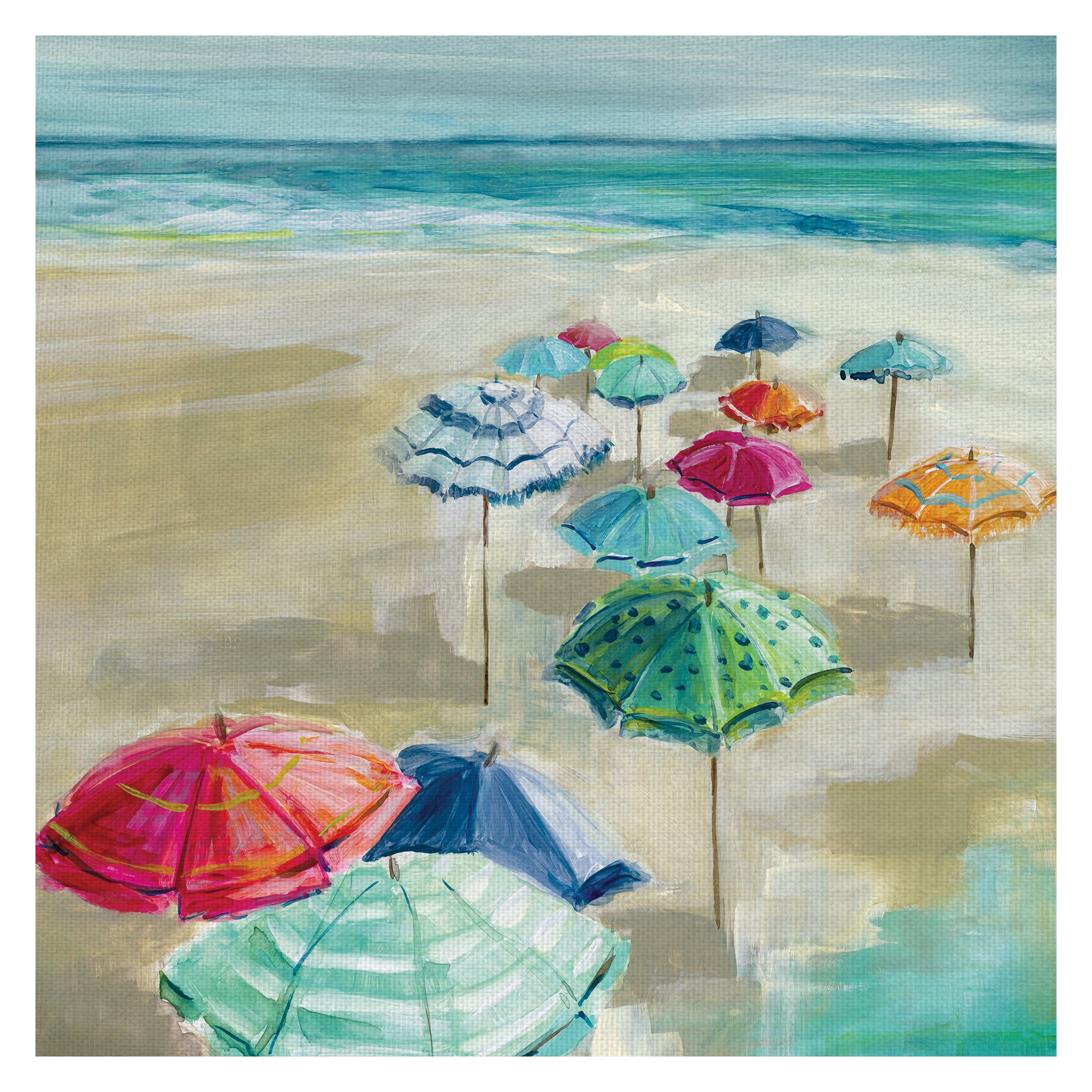 Colorful Beach Umbrellas Canvas Art Print for Kids Room