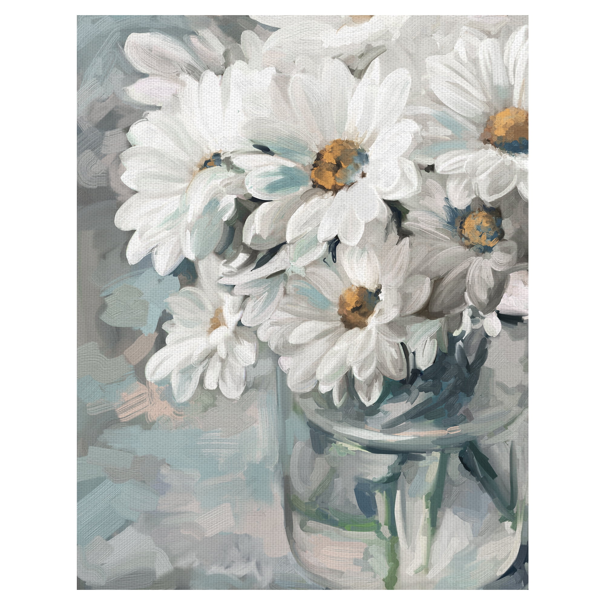 White Daisy Bouquet Canvas Art Print for Kids Room