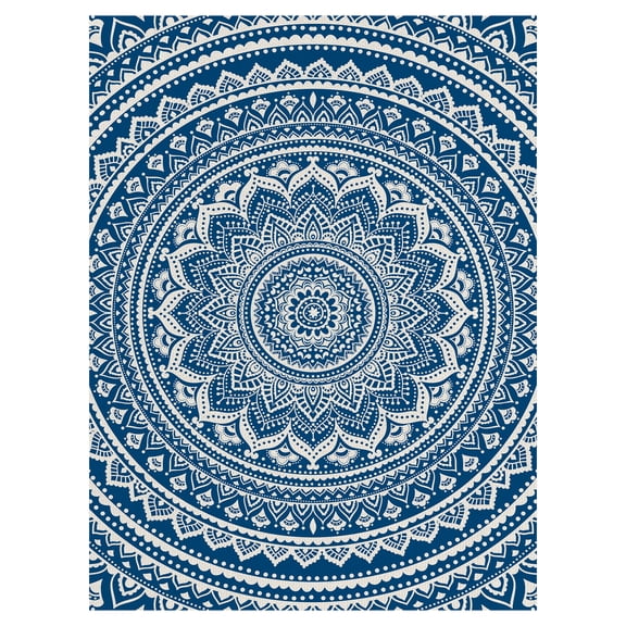 Masterpiece Art Gallery Medallion In Blue By Belle Maison Canvas Art Print 30" x 40"