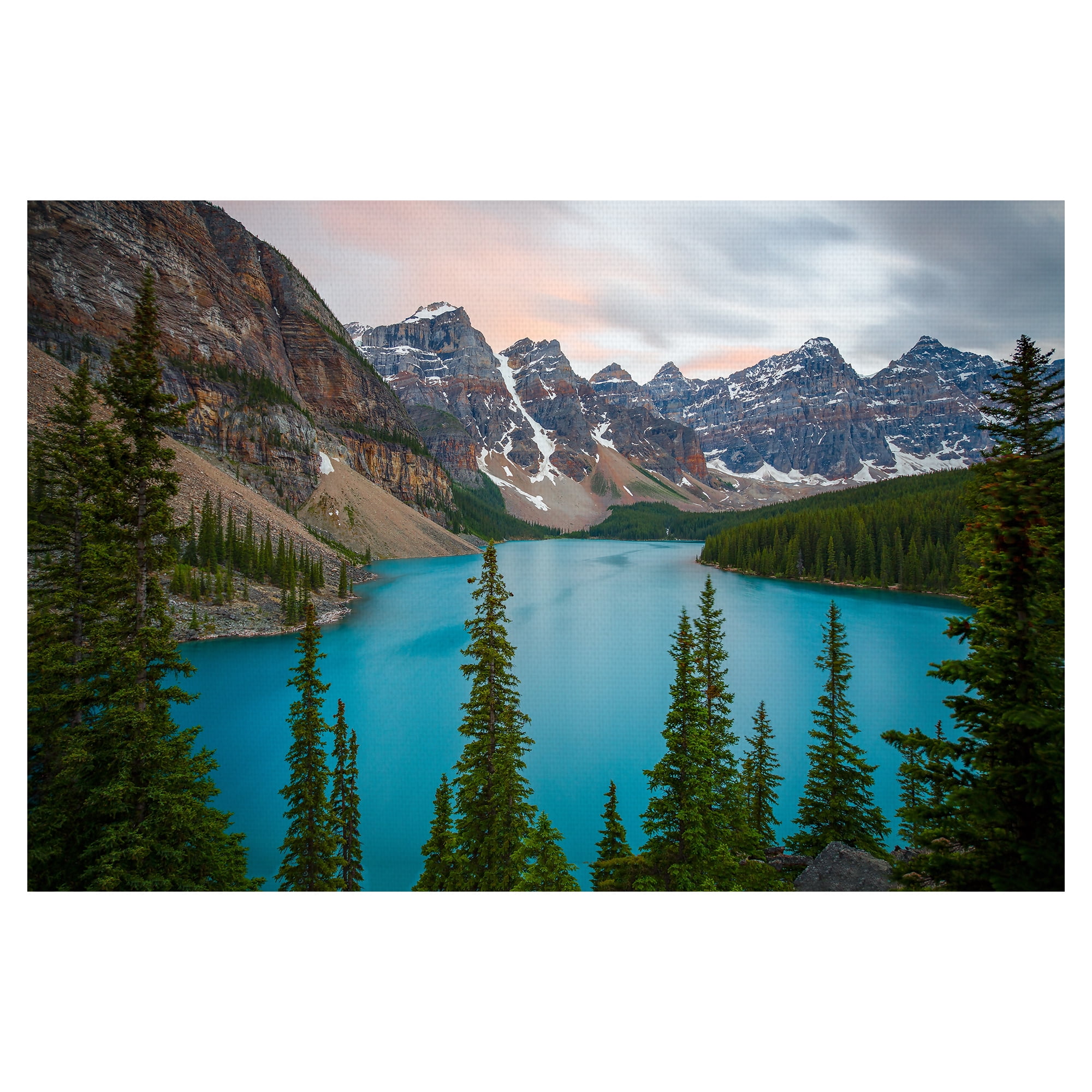 Teal Mountain Lake Landscape Canvas Print for Kids