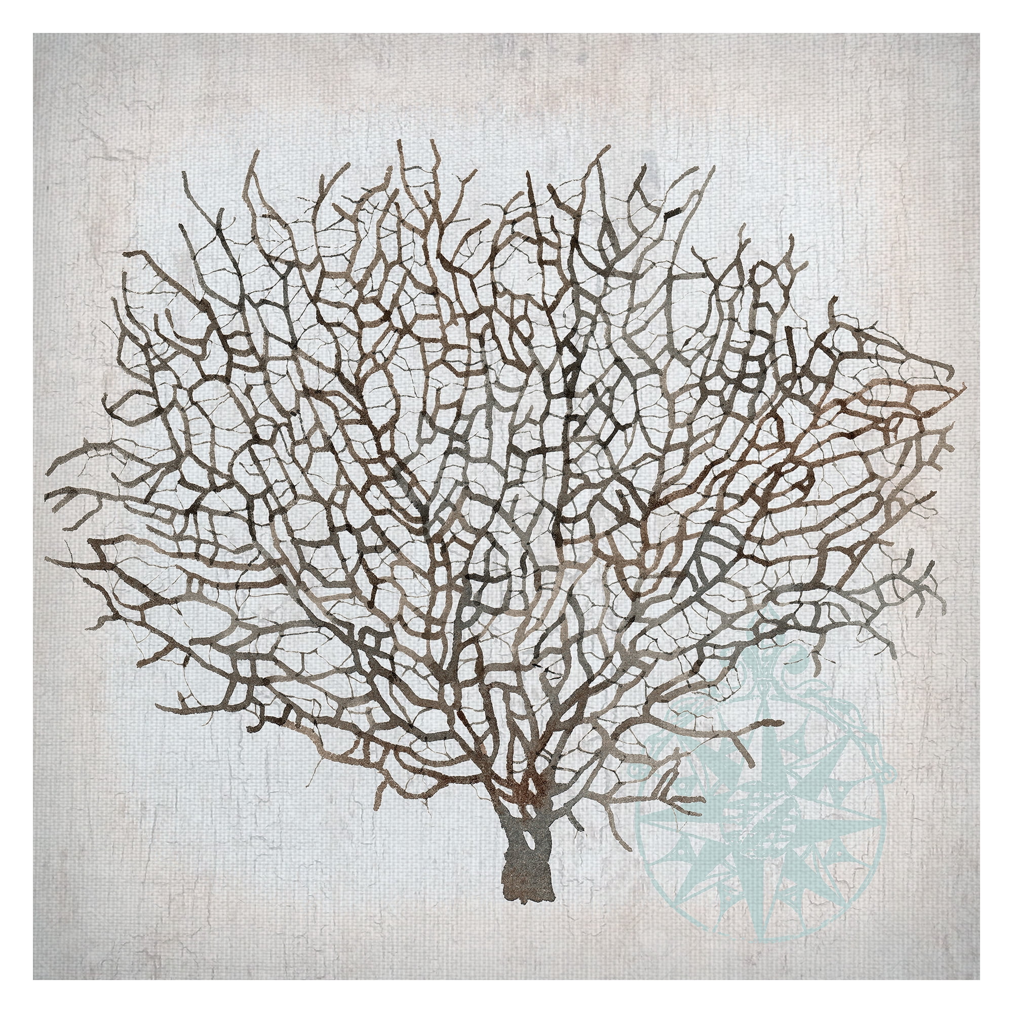 Masterpiece Art Gallery Nautical Coral Crop by Lynnea Washburn Canvas Art Print 30" x 30"
