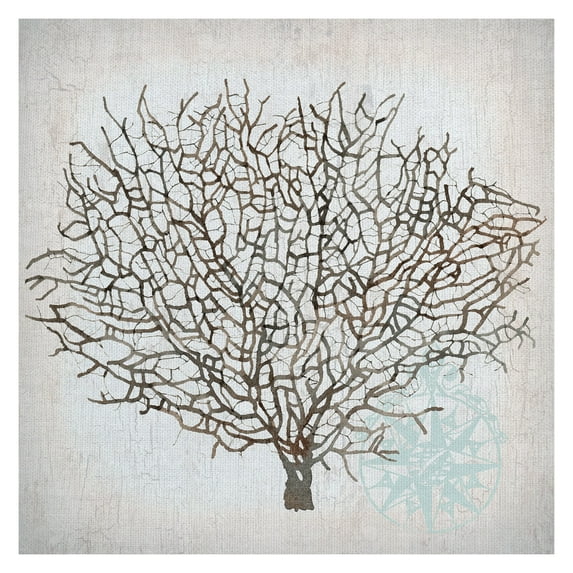Masterpiece Art Gallery Nautical Coral Crop by Lynnea Washburn Canvas Art Print 30" x 30"
