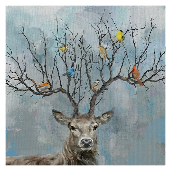 Masterpiece Art Gallery Nearest & Dearest Birds, Deer By Studio Arts Canvas Art Print 24" x 24"