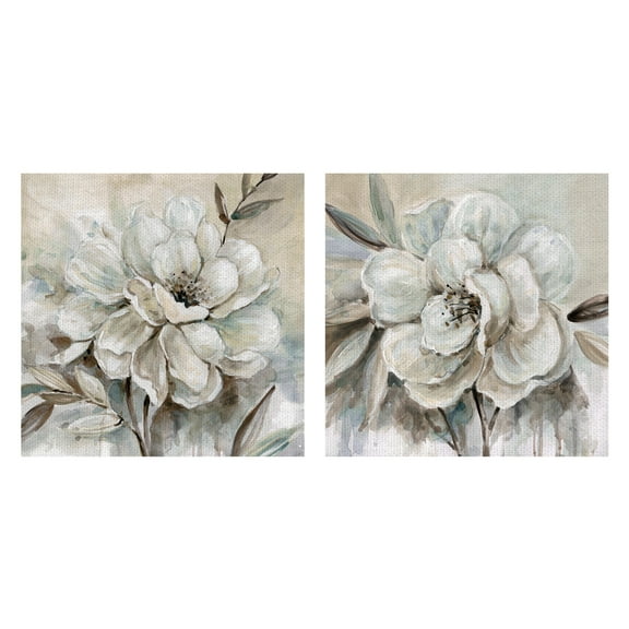 Masterpiece Art Gallery Neutral Flower Bloom I & II by Carol Robinson Canvas Art Print Set of 2 (16" x 16")