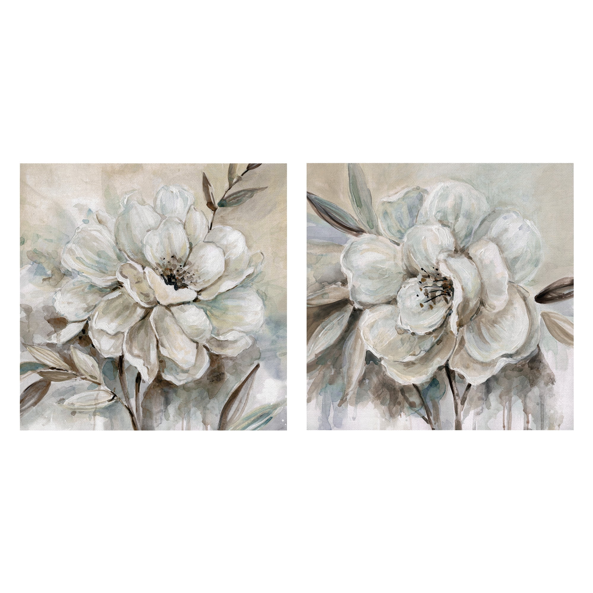Masterpiece Art Gallery Neutral Flower Bloom I & II by Carol Robinson Canvas Art Print Set of 2 (24" x 24")