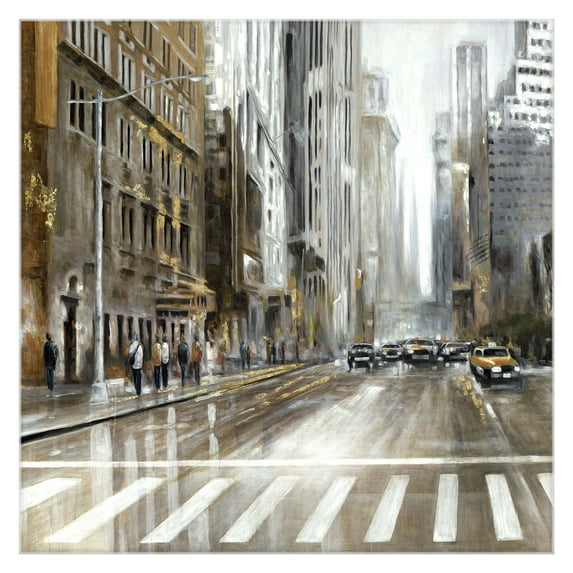 Masterpiece Art Gallery New York City Rush Hour Square by Emily Williams Canvas Art Print 35" x 35"