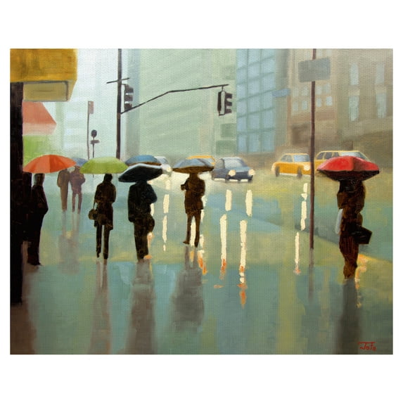 Masterpiece Art Gallery New York Reality Rainy Street By Tate Hamilton Canvas Art Print 22" x 28"