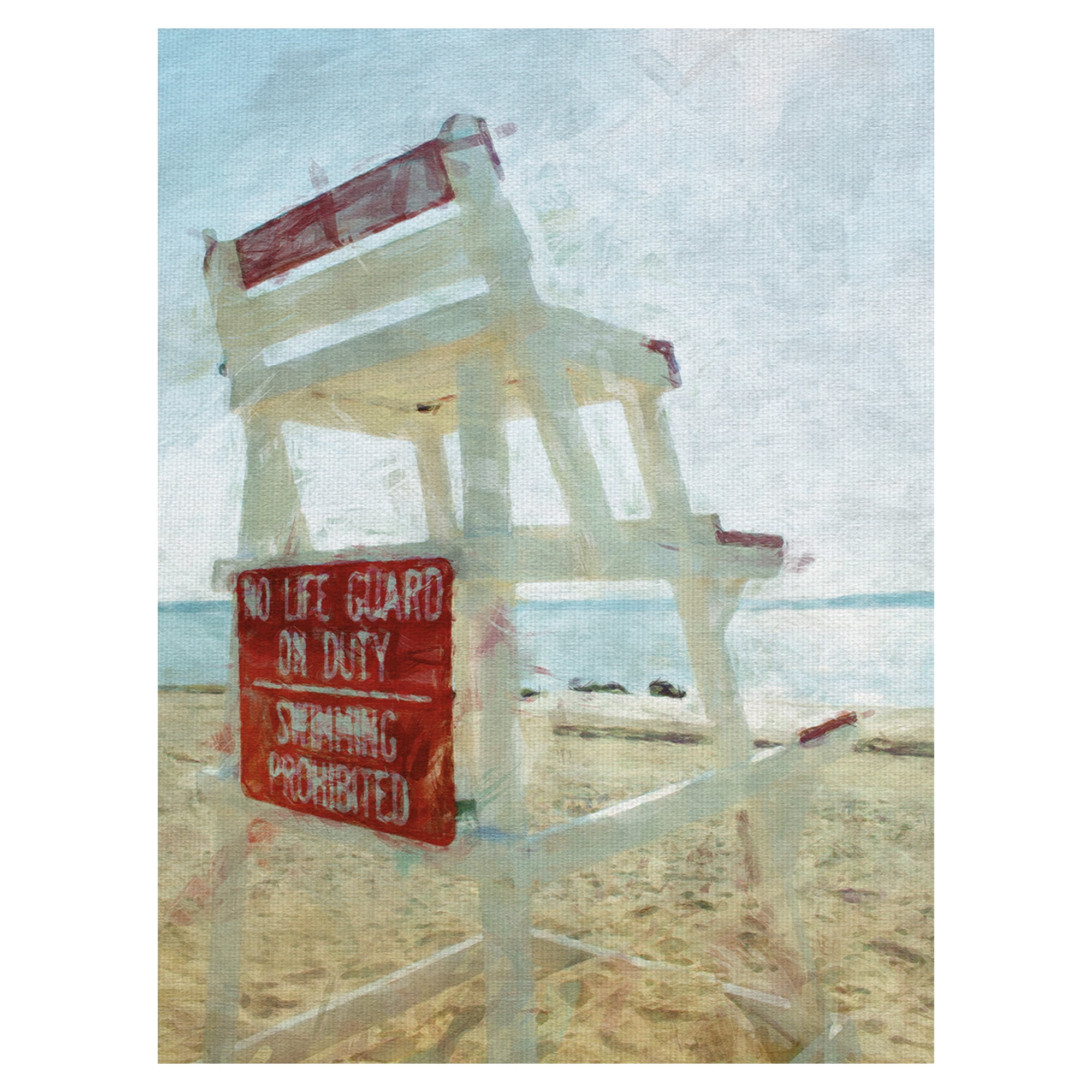 Coastal Lifeguard Stand Canvas Print in Red and White, 30" x 40"