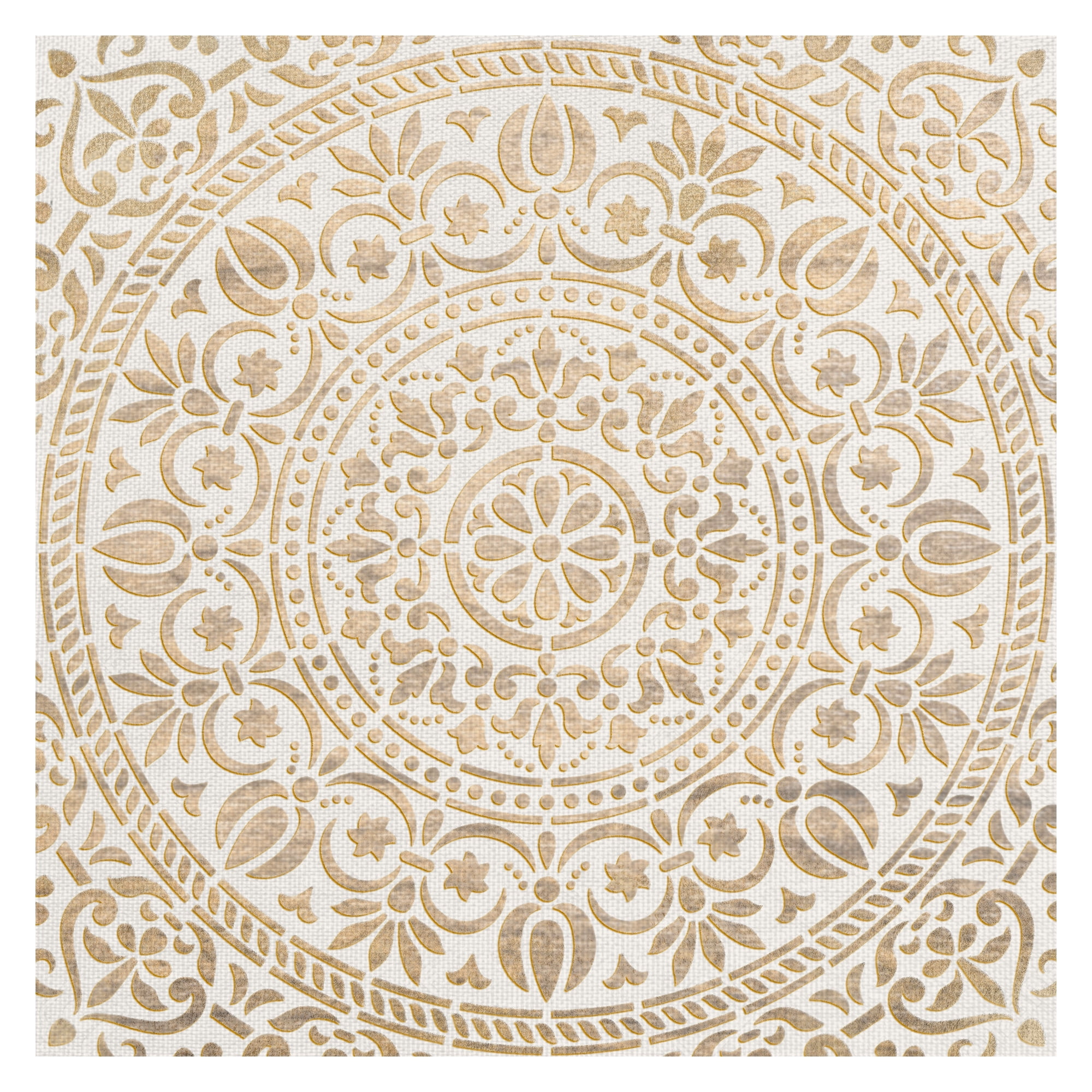 Masterpiece Art Gallery Ornamental White Gold Medallion By Belle Maison Canvas Art Print 24" x 24"