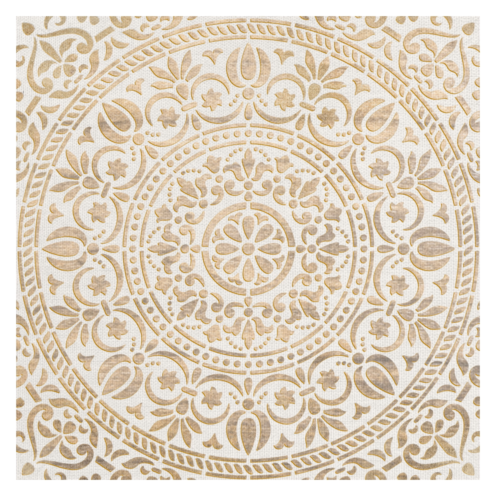 Masterpiece Art Gallery Ornamental White Gold Medallion By Belle Maison Canvas Art Print 30" x 30"