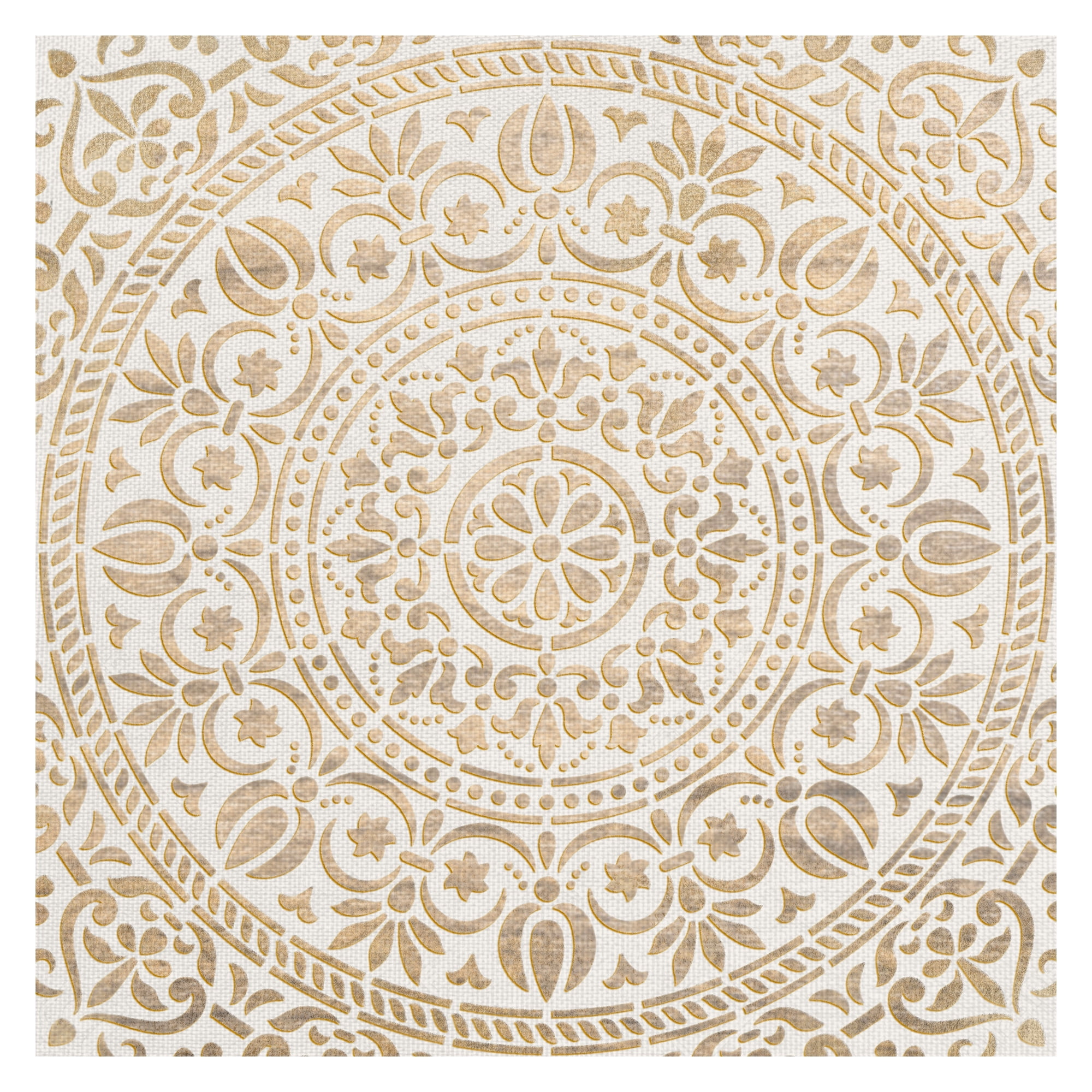 Masterpiece Art Gallery Ornamental White Gold Medallion By Belle Maison Canvas Art Print 35" x 35"