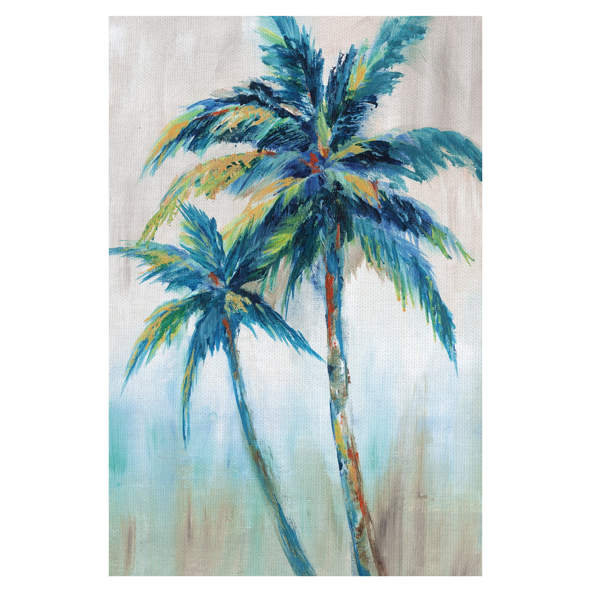Vibrant Coastal Palm Tree Canvas Art for Kids Room 24" x 36"