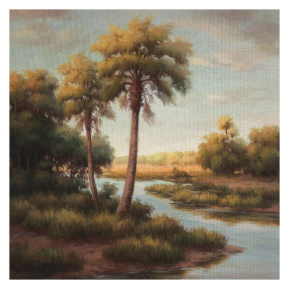 Masterpiece Art Gallery Palm Trees In the Tropics II by Haibin Canvas Art Print 30" x 30"