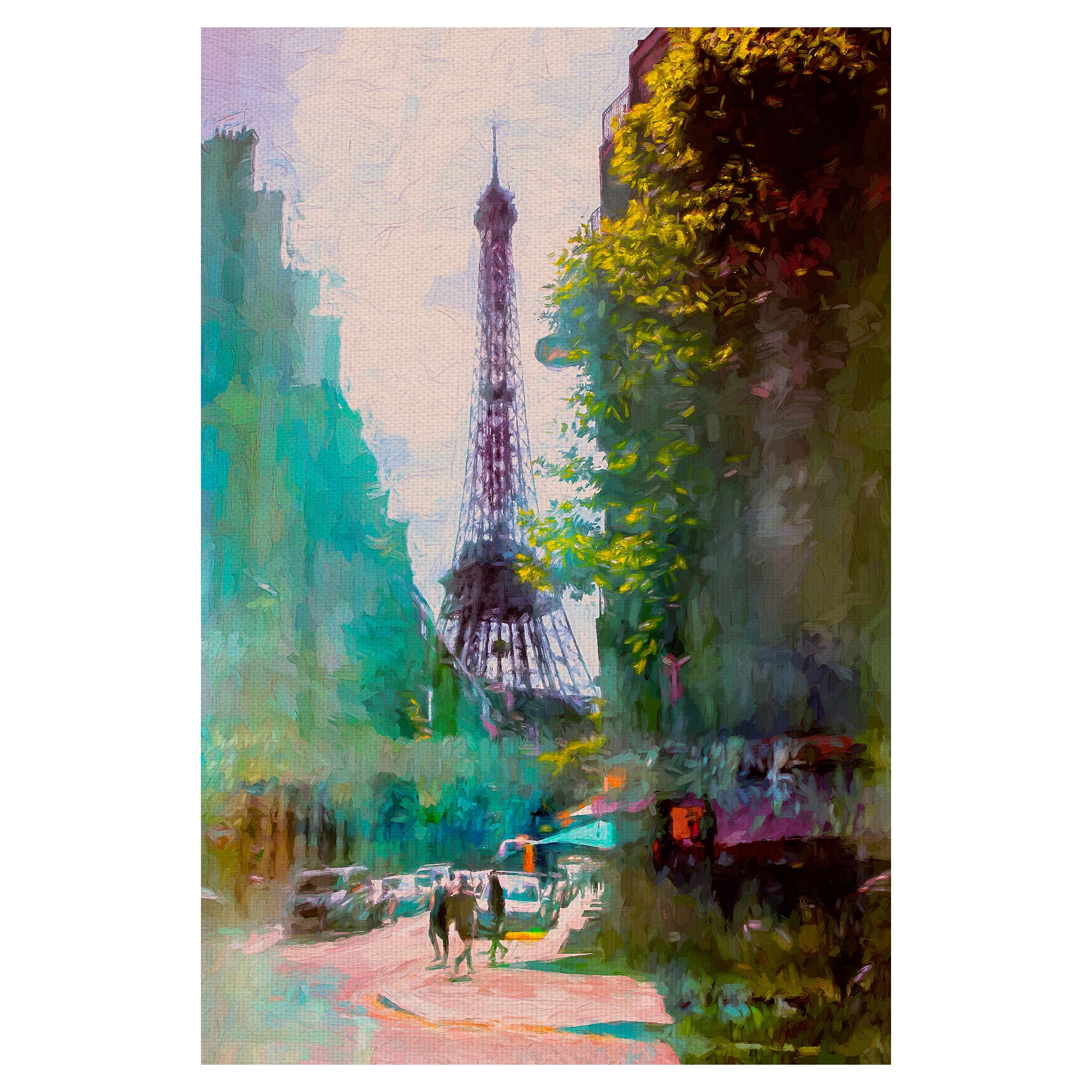 Masterpiece Art Gallery Paris Street Eiffel Tower By John Rivera Canvas Art Print 24" x 36"