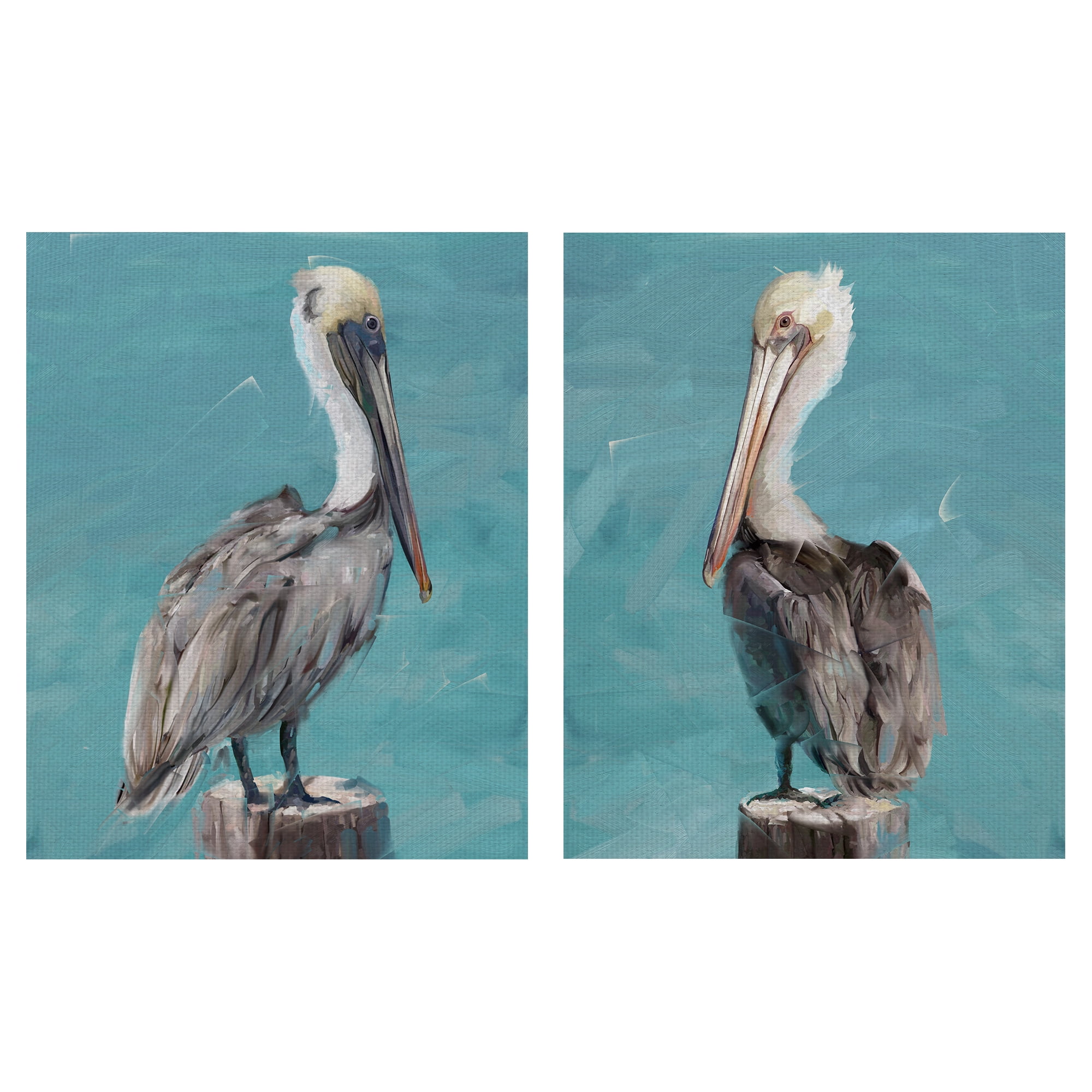 Masterpiece Art Gallery Pelican Perch I & II By Studio Arts Canvas Art Print Set Of 2 16" x 20"