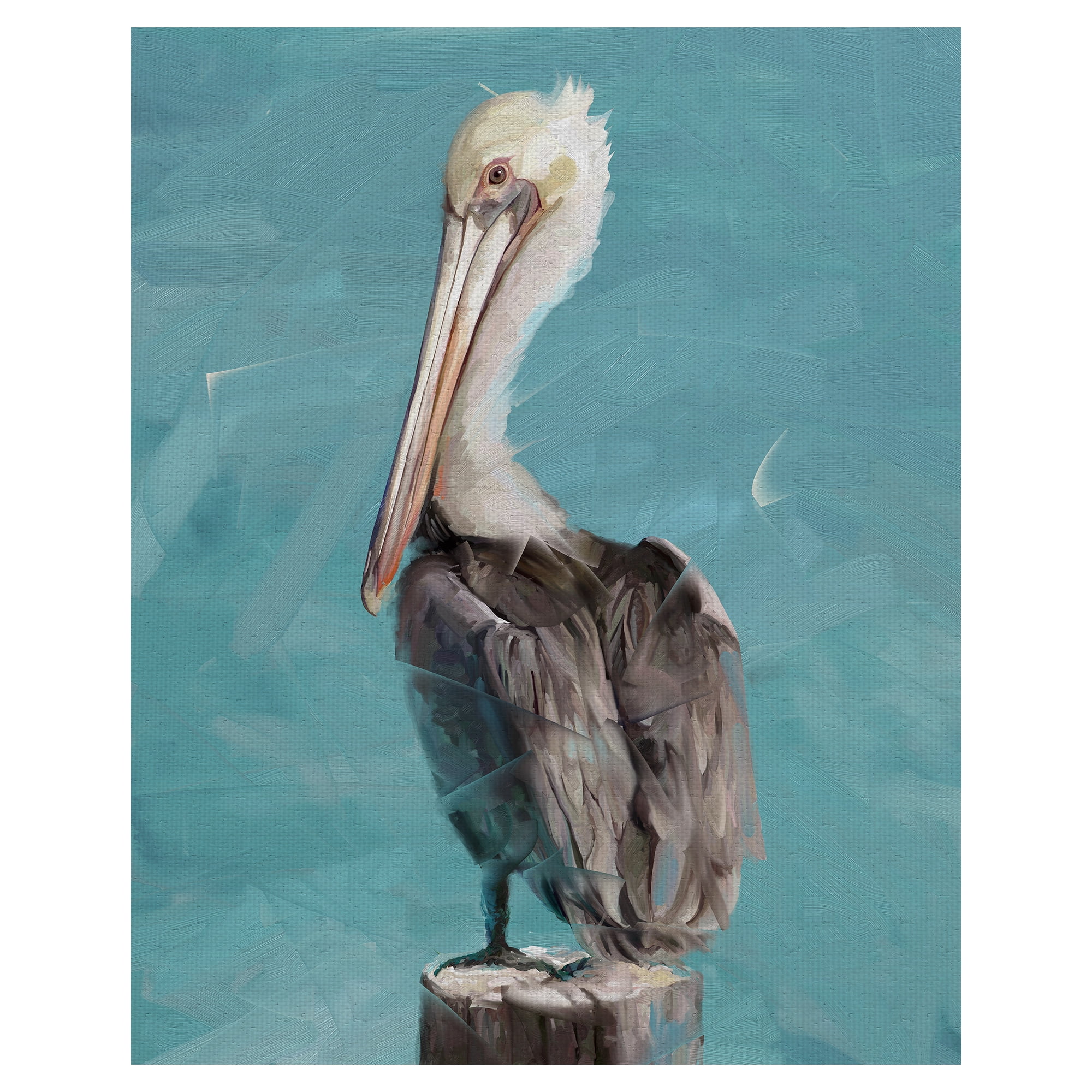 Pelican Perch Coastal Canvas Art Print for Kids Room