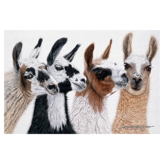 Masterpiece Art Gallery Peruvian Visitors Llamas By Jan Henderson Canvas Art Print 24" x 36"