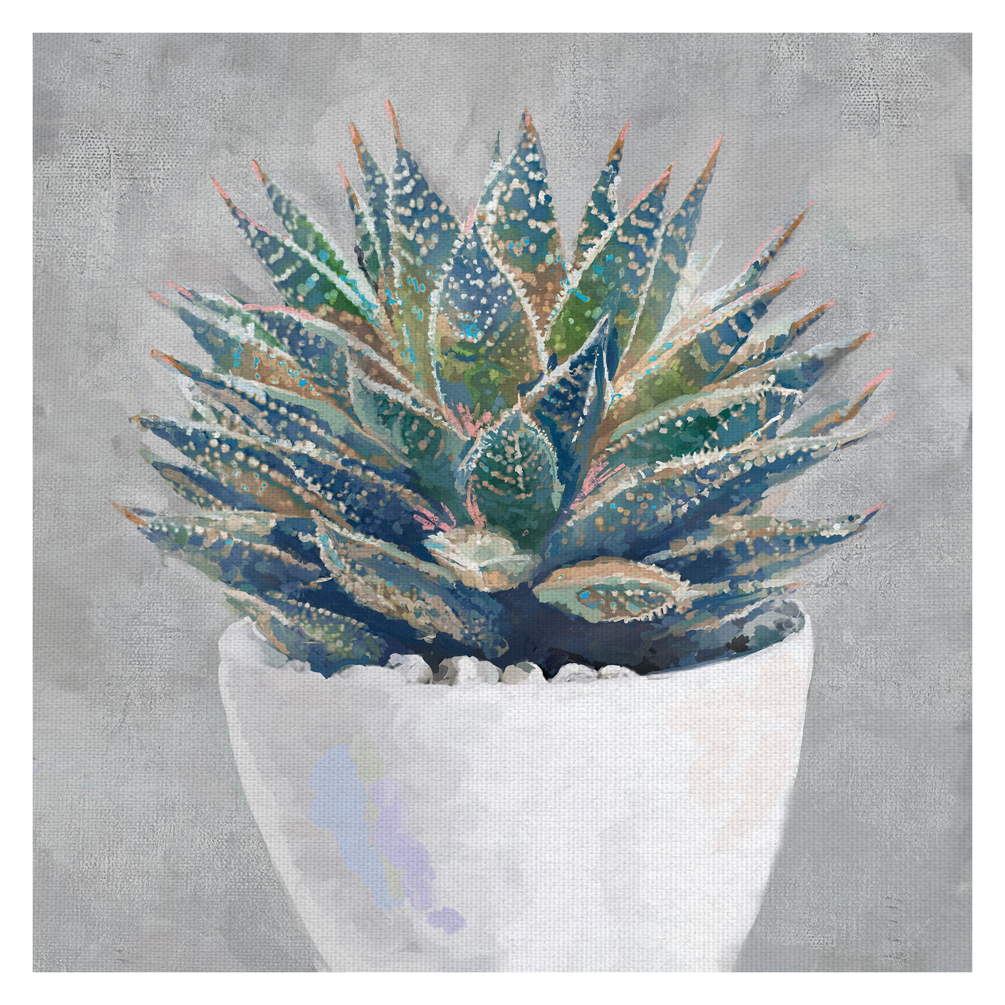 20" x 20" Gray and Green Canvas Succulent Print for Kids