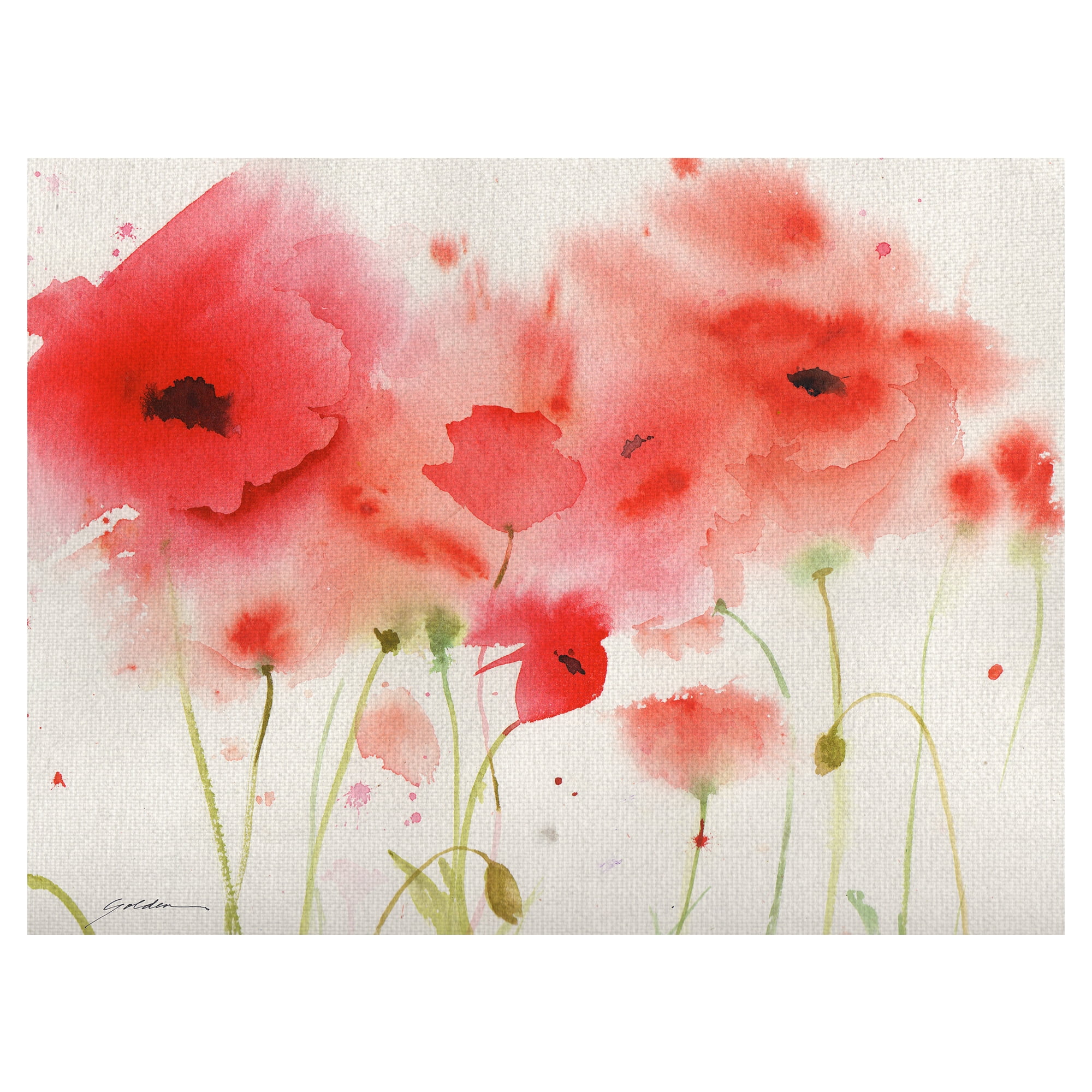 Masterpiece Art Gallery Red Poppies by Sheila Golden Canvas Art Print 30" x 40"