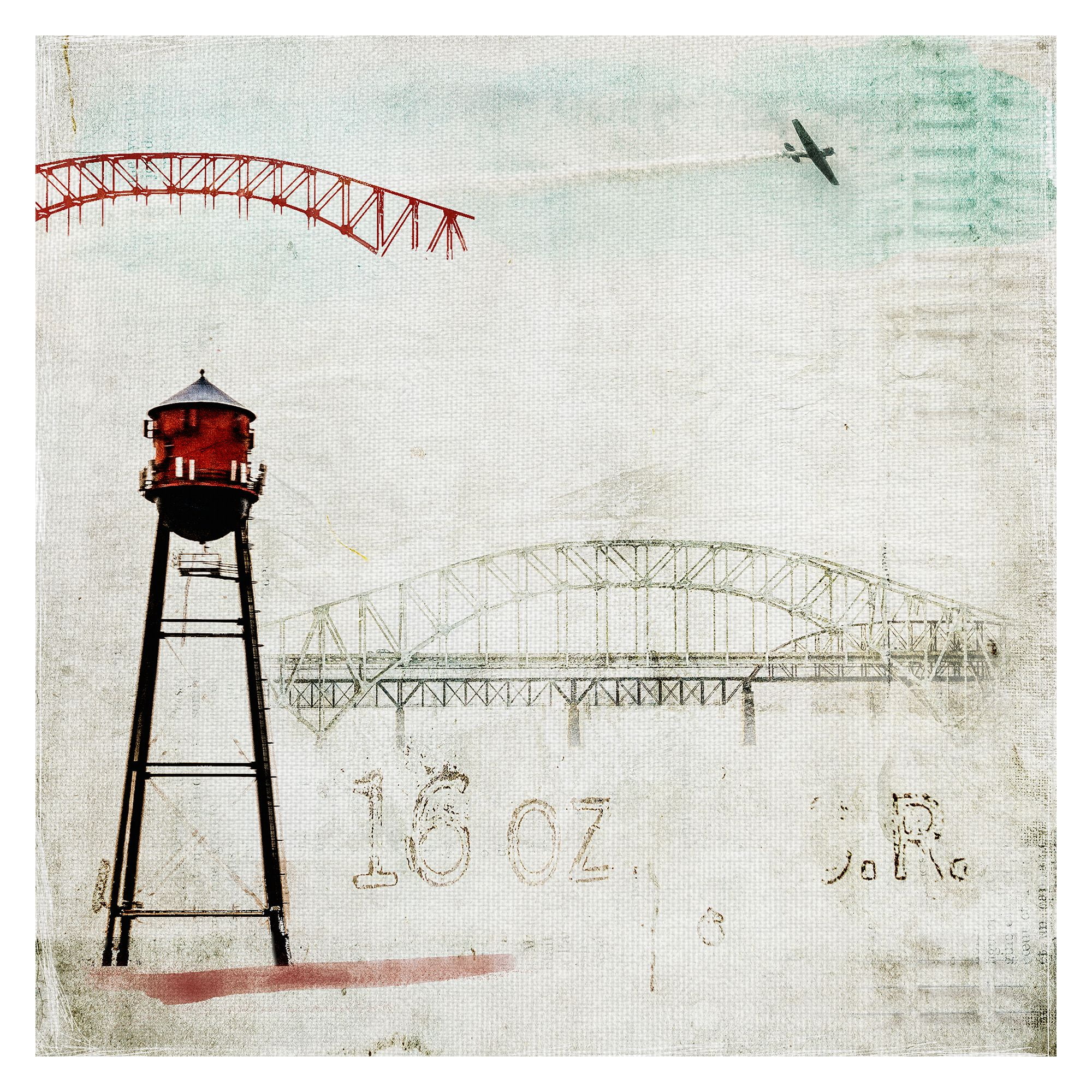 Masterpiece Art Gallery Red Tower & Bridge By Arabella Studios Canvas Art Print 30" x 30"
