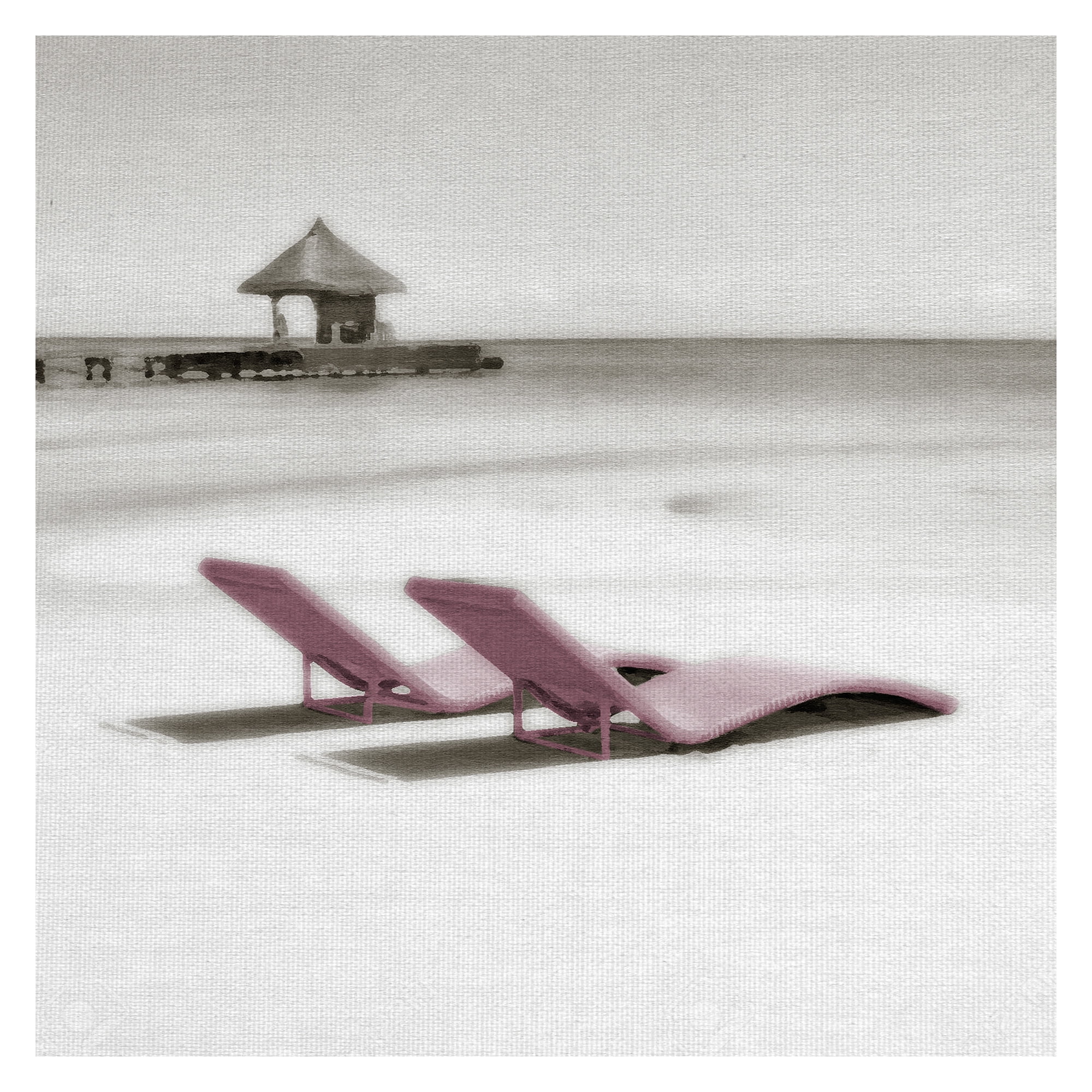 Masterpiece Art Gallery Reservations For Two Beach Chairs By Noah Bay Canvas Art Print 24" x 24"