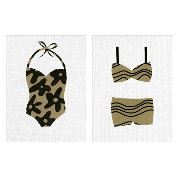 Masterpiece Art Gallery Retro Swim I & II Bathing Suits By Erin Lin Canvas Art Print Set of 2 (18" x 24")