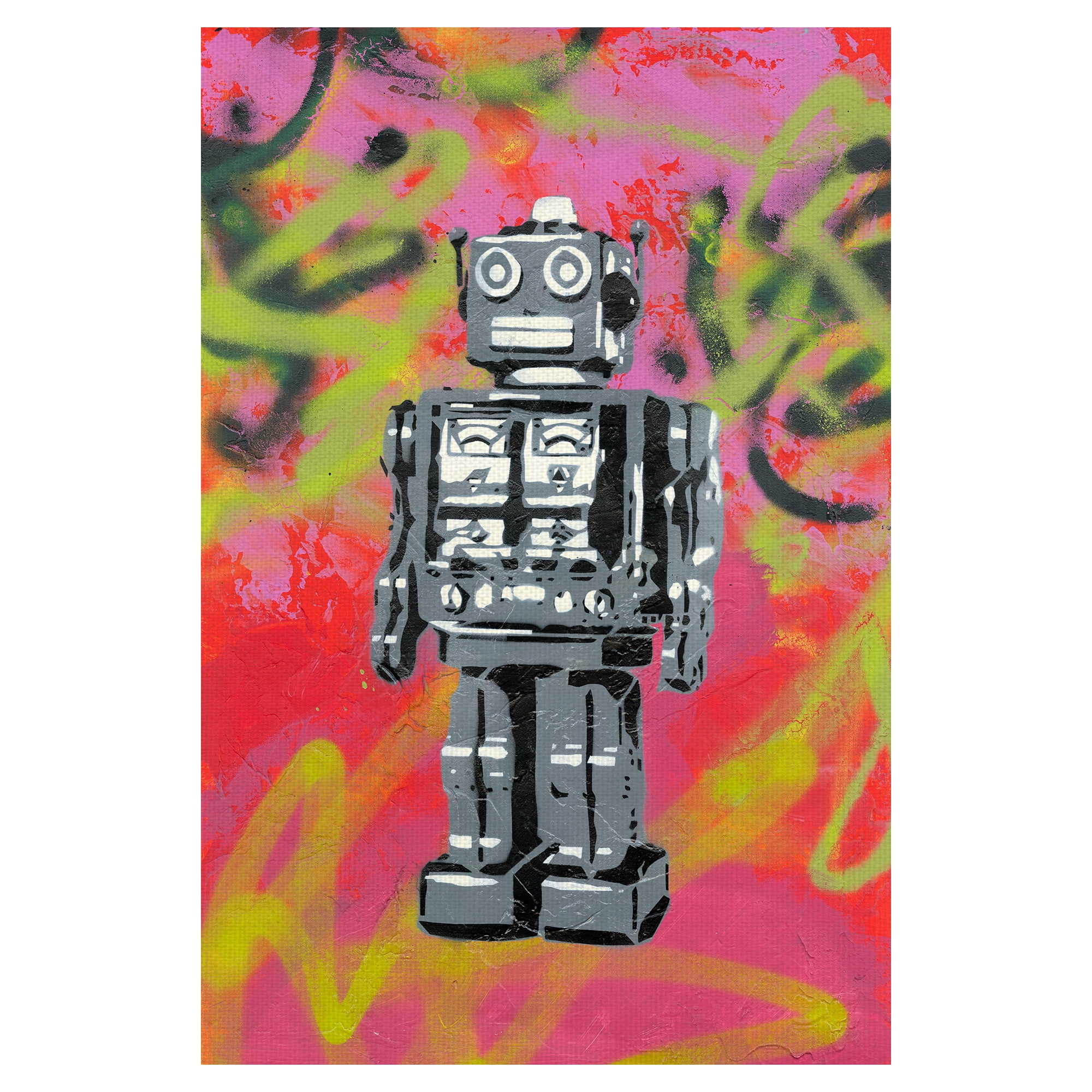 Free Shipping! Masterpiece Art Gallery Robot Graffiti Canvas