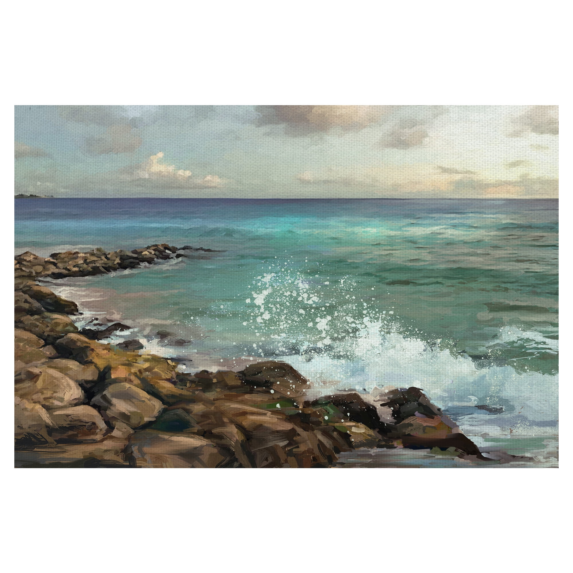 Rocky Shore Ocean Canvas Art Print for Kids 24" x 36"
