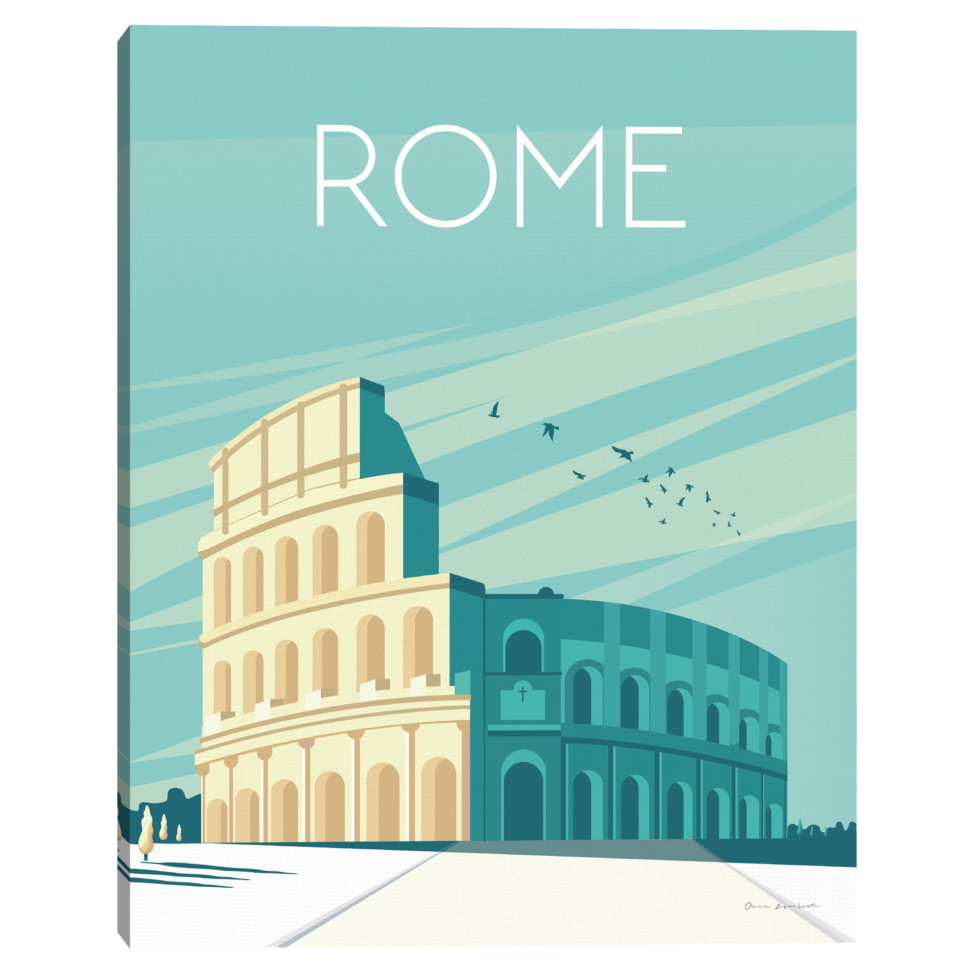 Masterpiece Art Gallery Rome Cities Canvas Art Print, 22" x 28", by Omar Escalante