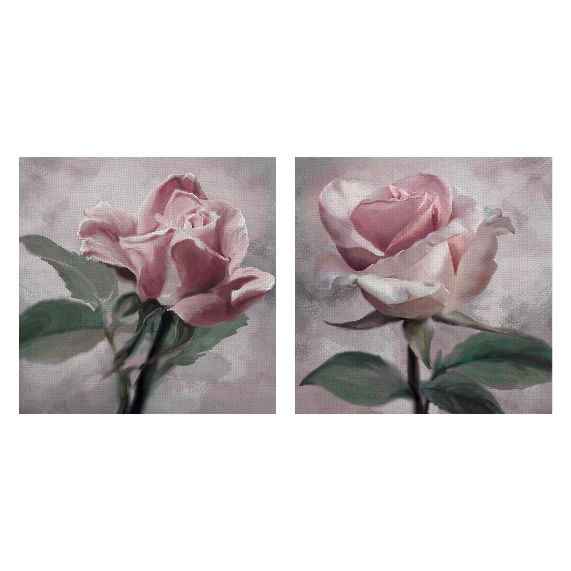 Masterpiece Art Gallery Rose Glow I & II Pink by Studio Arts Canvas Art Print Set of II 16" x 16"