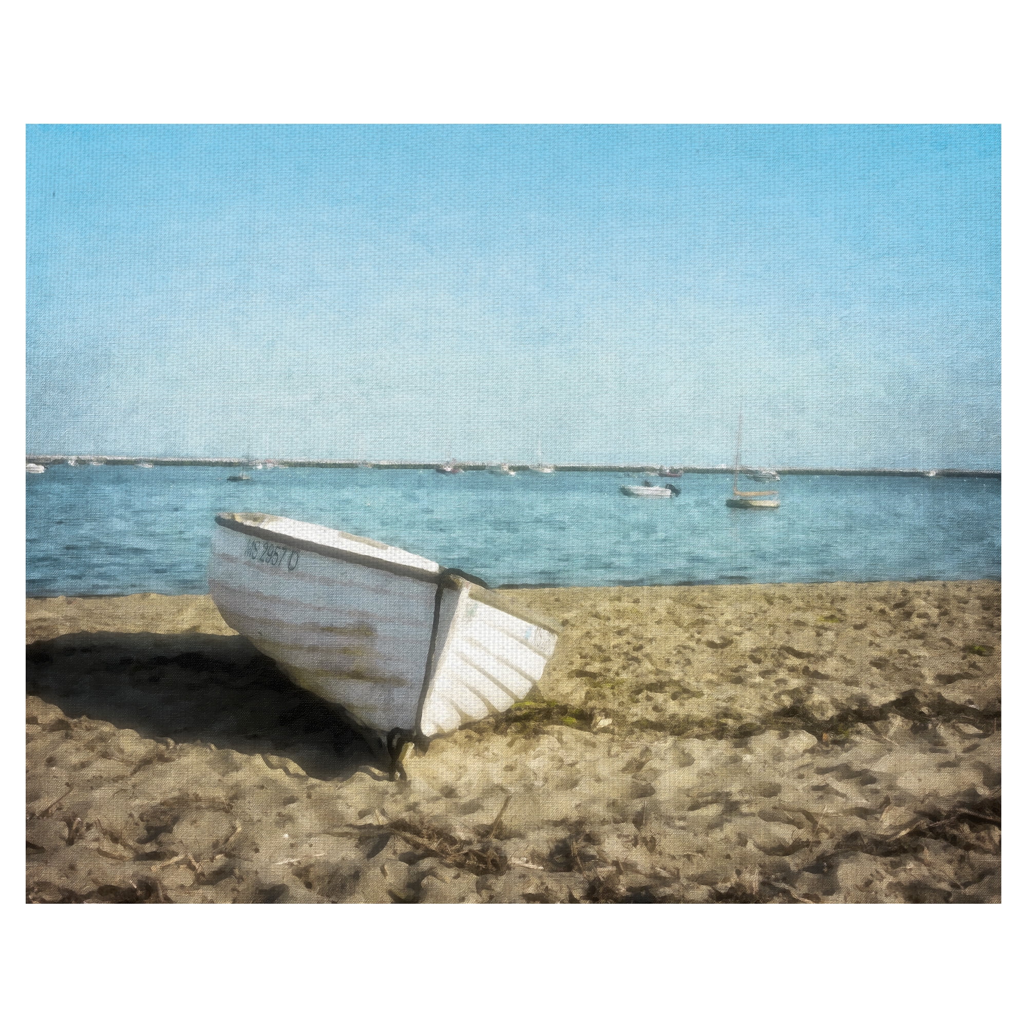 Masterpiece Art Gallery Row Boat In Aqua by Graff-tee Studio Canvas Art Print 22" x 28"