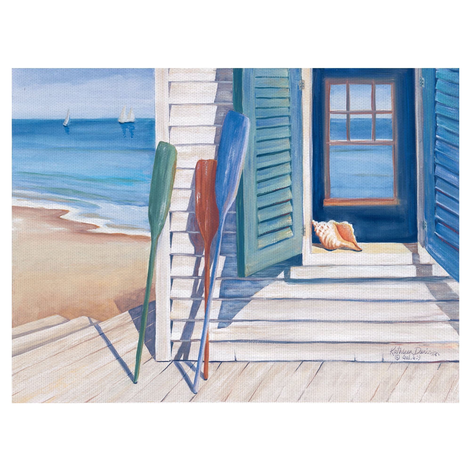 Masterpiece Art Gallery Seashore Beach House By Kathleen Denis Canvas Art Print 30" x 40"