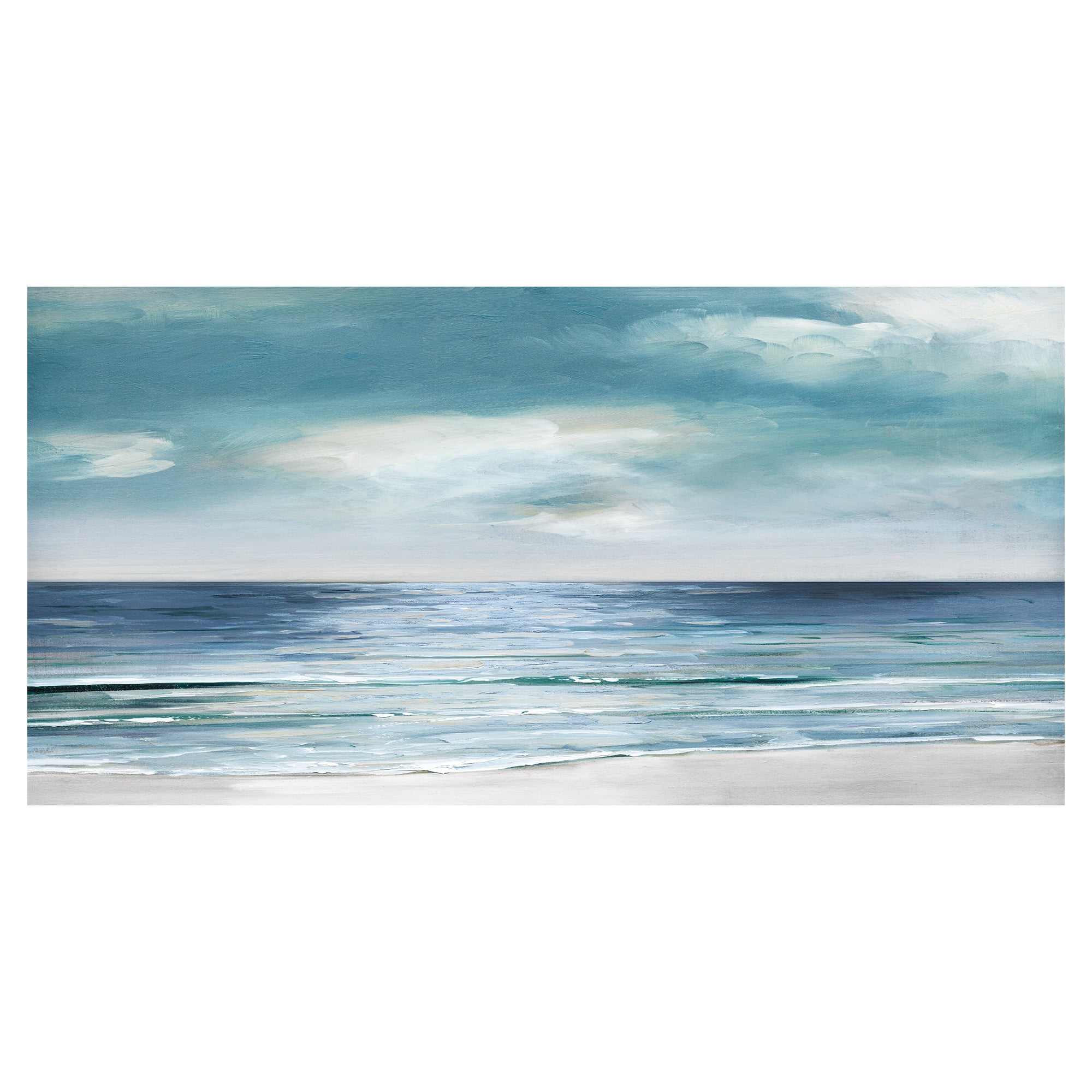 Expansive Coastal Blue and White Canvas Art Print for Kids