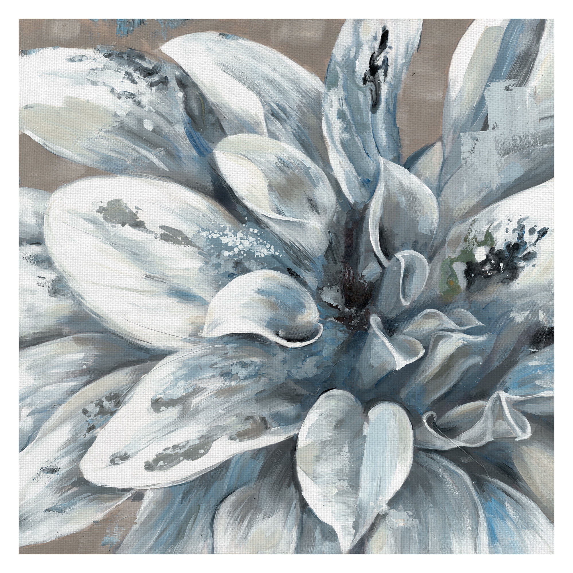 Blue and Gray Floral Canvas Art Print for Kids, 25" x 25"