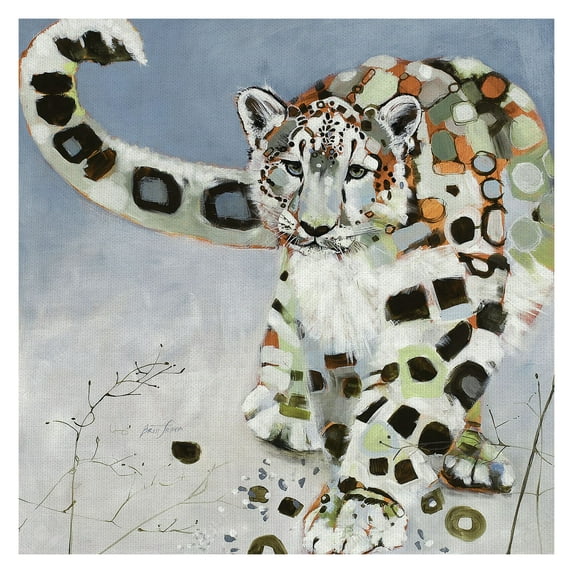 Masterpiece Art Gallery Snow Leopard Light Watercolor By Brenna Harvey Canvas Art Print 35" x 35"