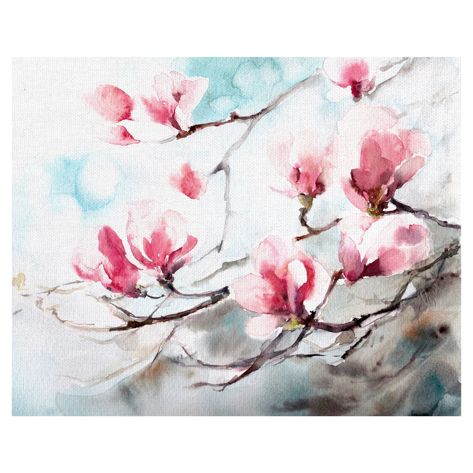 Masterpiece Art Gallery Spring Magnolia Cherry Blossoms By Canotstop Canvas Art Print 22" x 28"