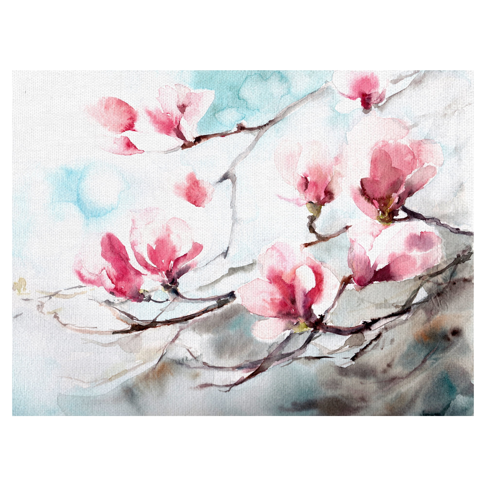 Masterpiece Art Gallery Spring Magnolia Cherry Blossoms By Canotstop Canvas Art Print 30" x 40"