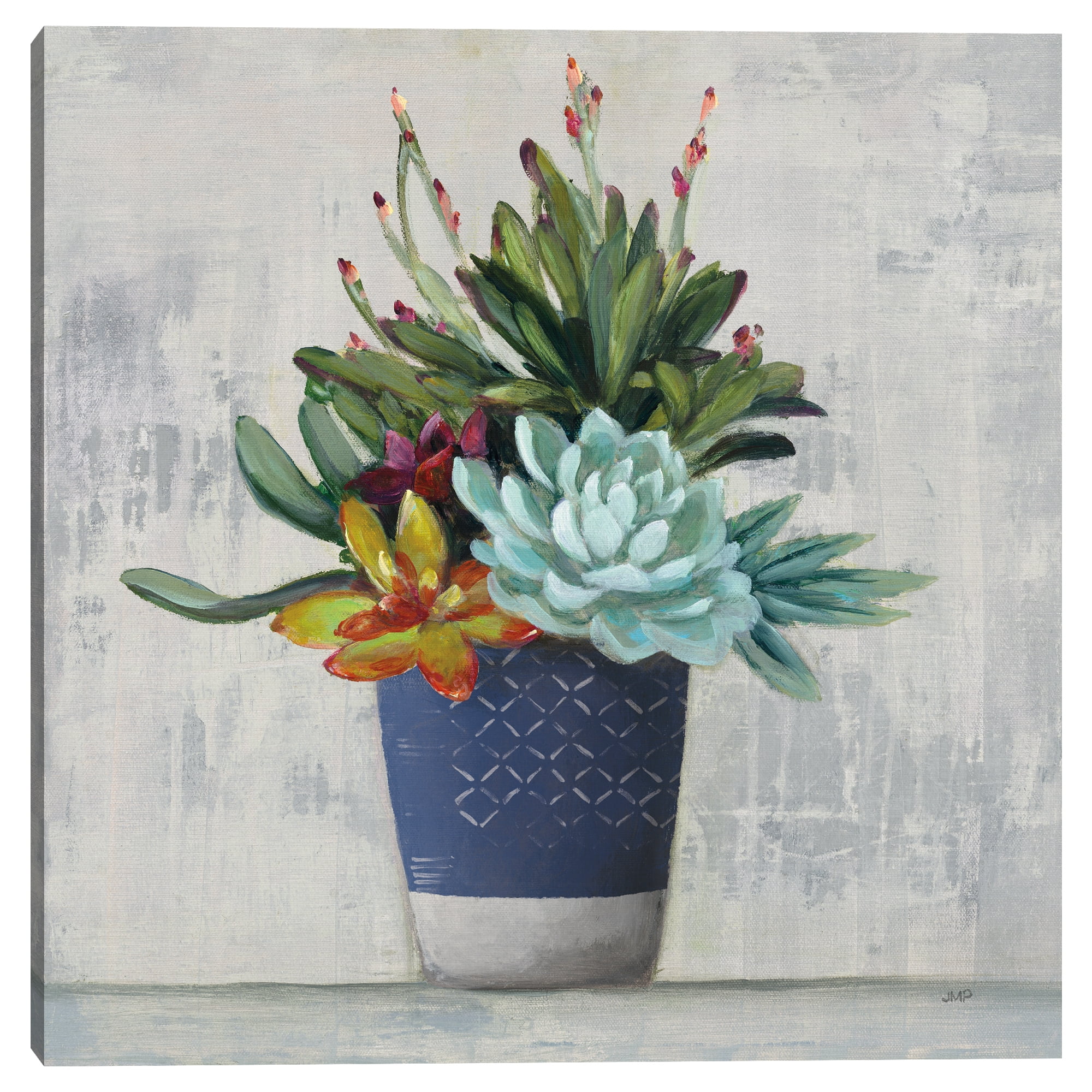 Masterpiece Art Gallery Succulent Still Life I Navy by Julia Purinton Canvas Art Print