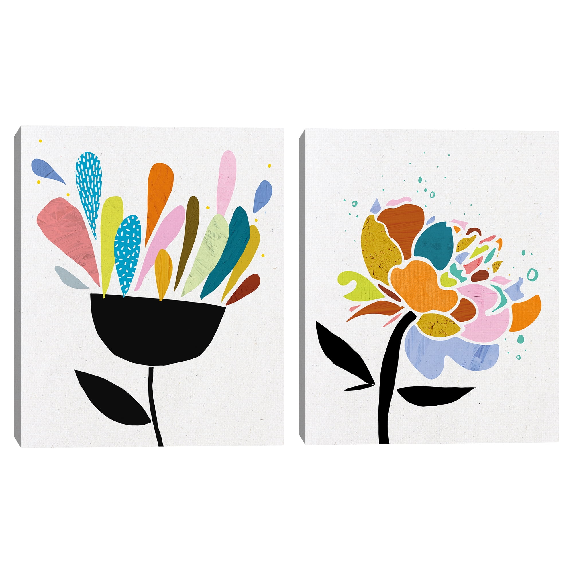 Summer Pop Abstract Floral Canvas Art Print Set