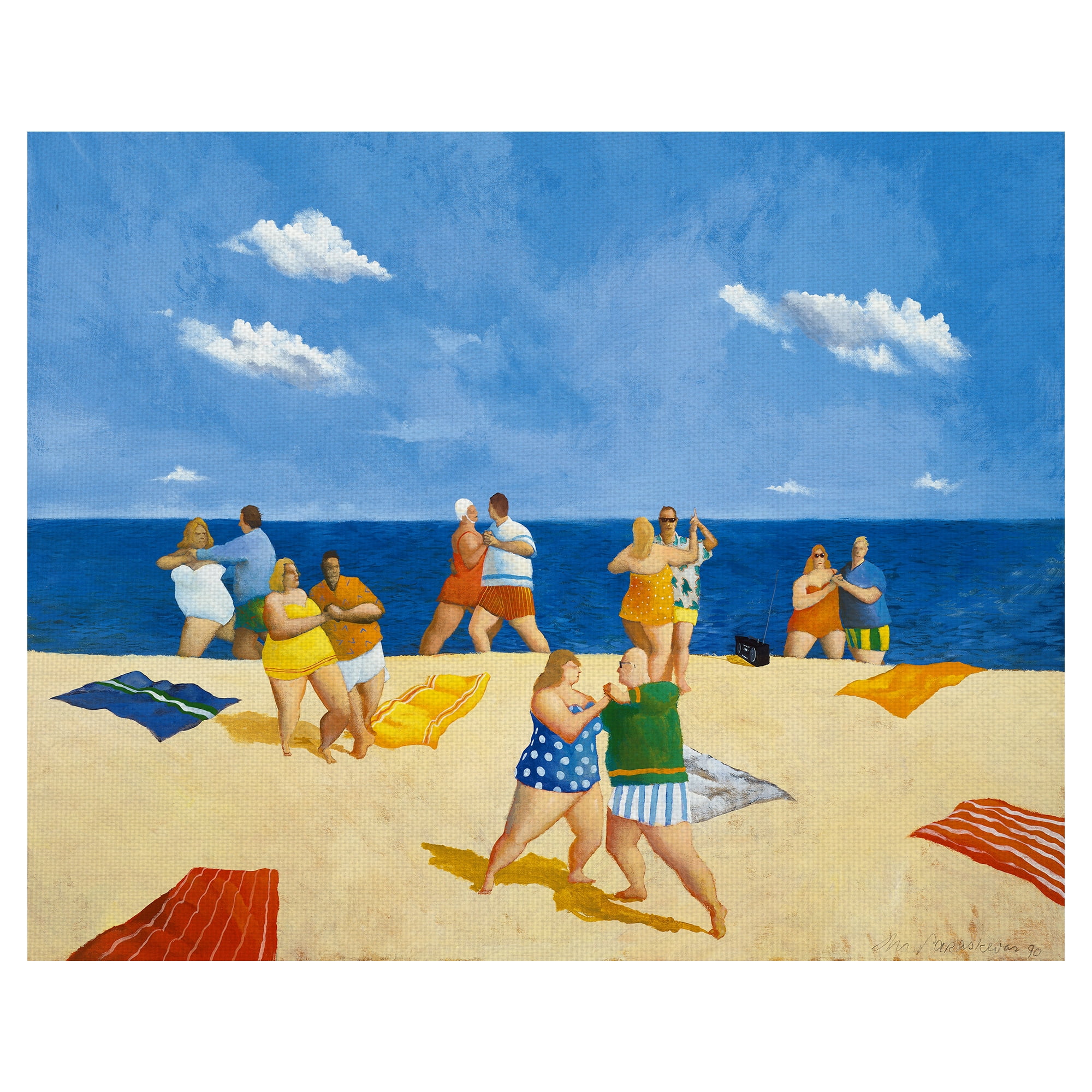 Masterpiece Art Gallery Tango Beach Dancing Couples By Michael Paraskevas Canvas Art Print 22" x 28"