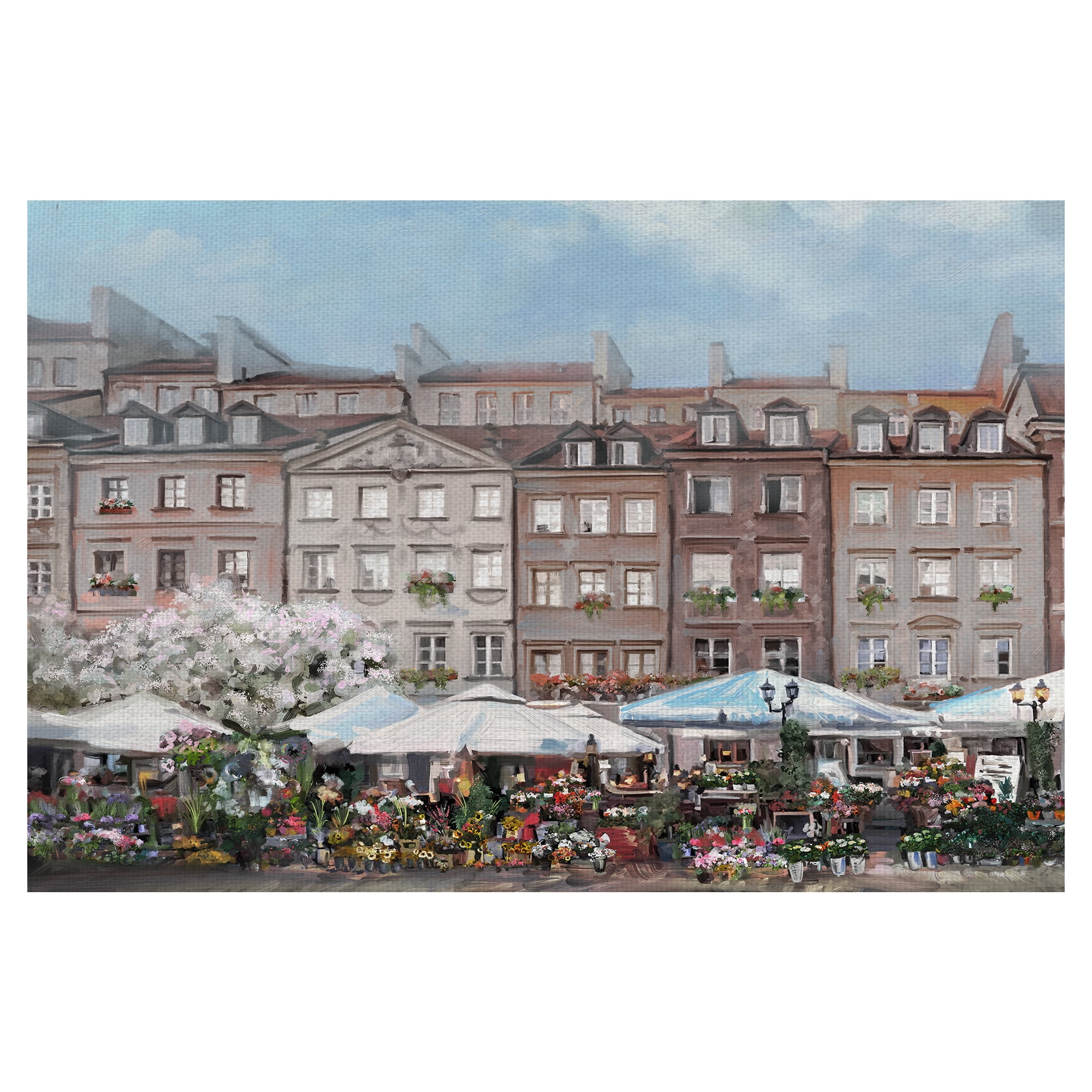 Masterpiece Art Gallery The Flower Market Building Portrait by Studio Arts Canvas Art Print 24" x 36"