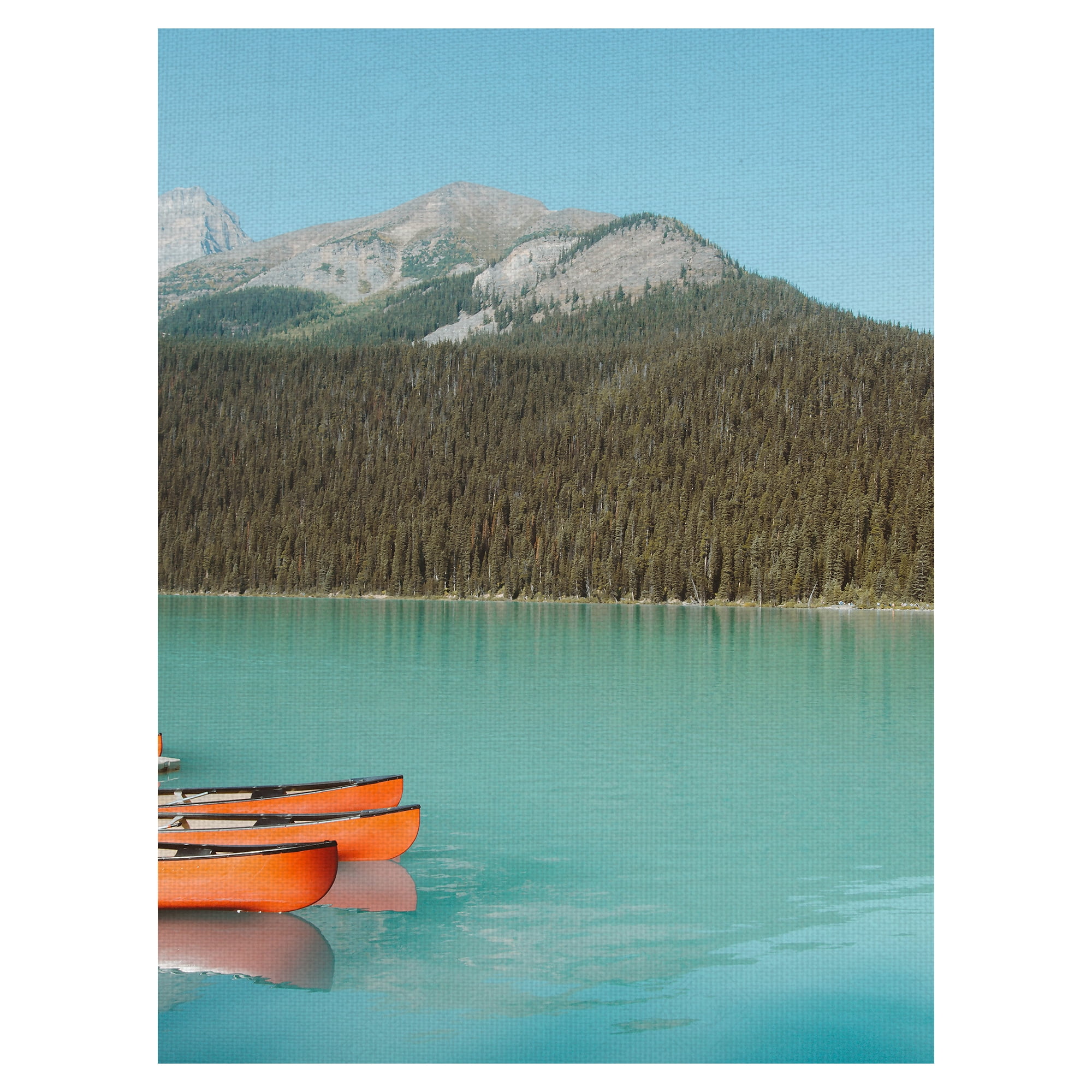 Masterpiece Art Gallery Three Canoes Lakeside Mountain by Michael Heuser Canvas Art Print 18" x 24"