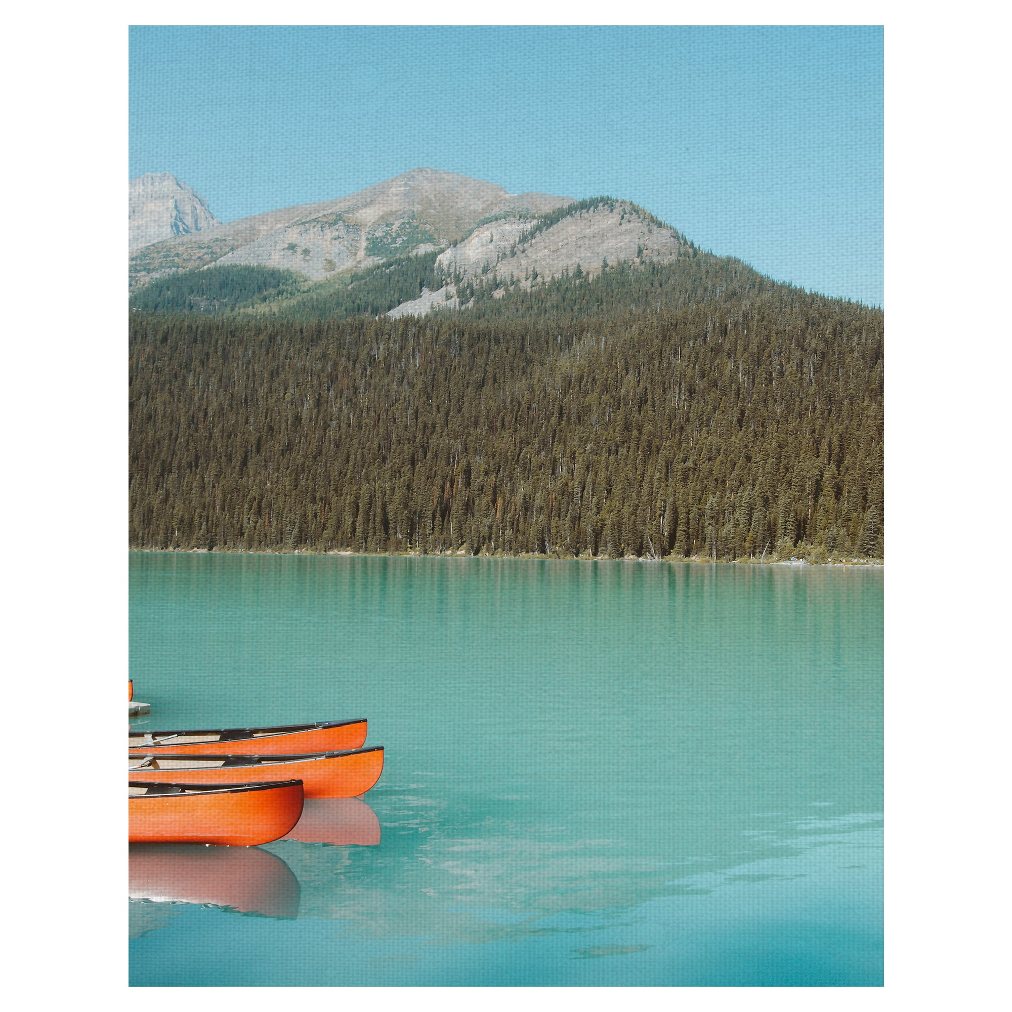 Masterpiece Art Gallery Three Canoes Lakeside Mountain by Michael Heuser Canvas Art Print 22" x 28"