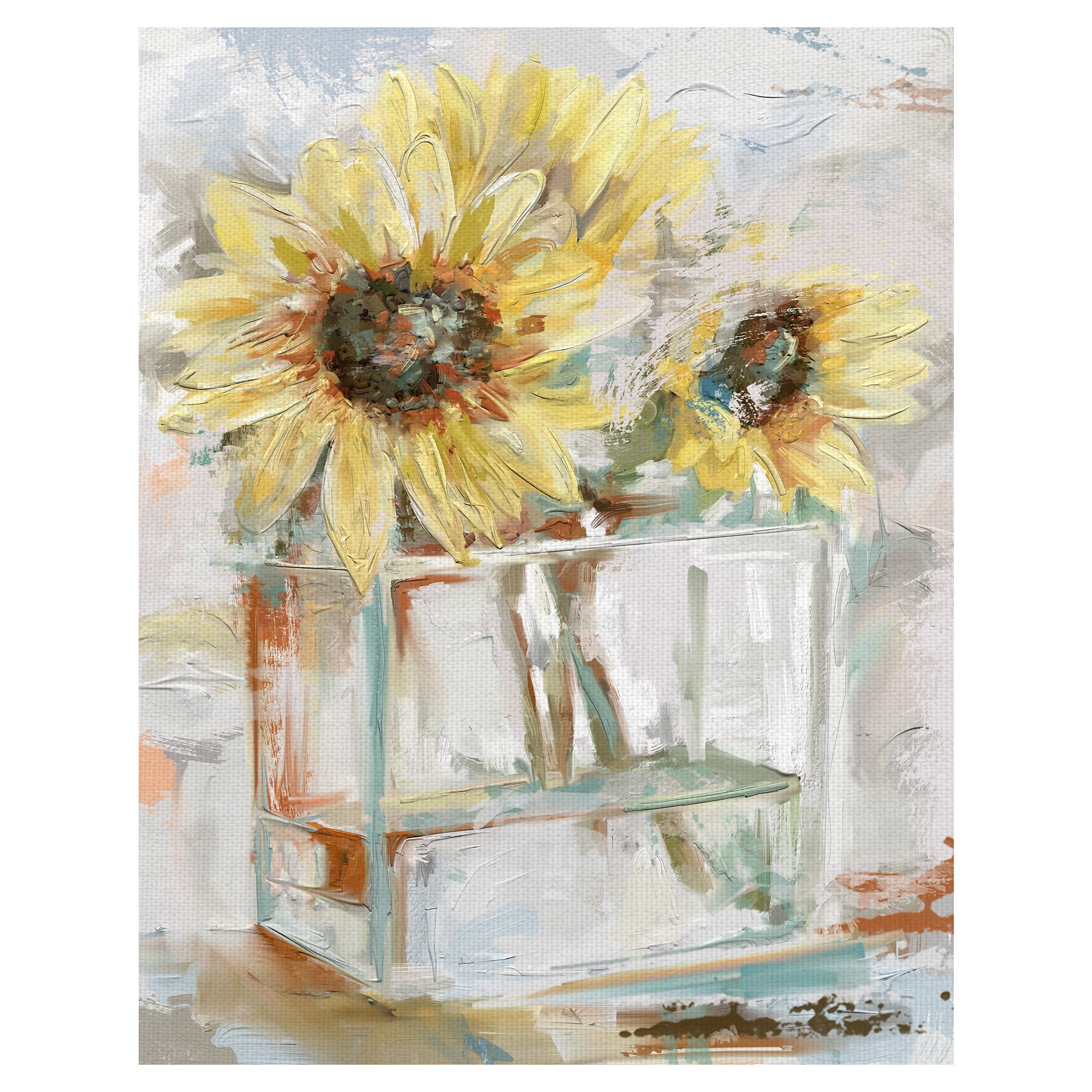 Masterpiece Art Gallery Tournesols Sunflower In Vase By Studio Arts Canvas Art Print 22" x 28"